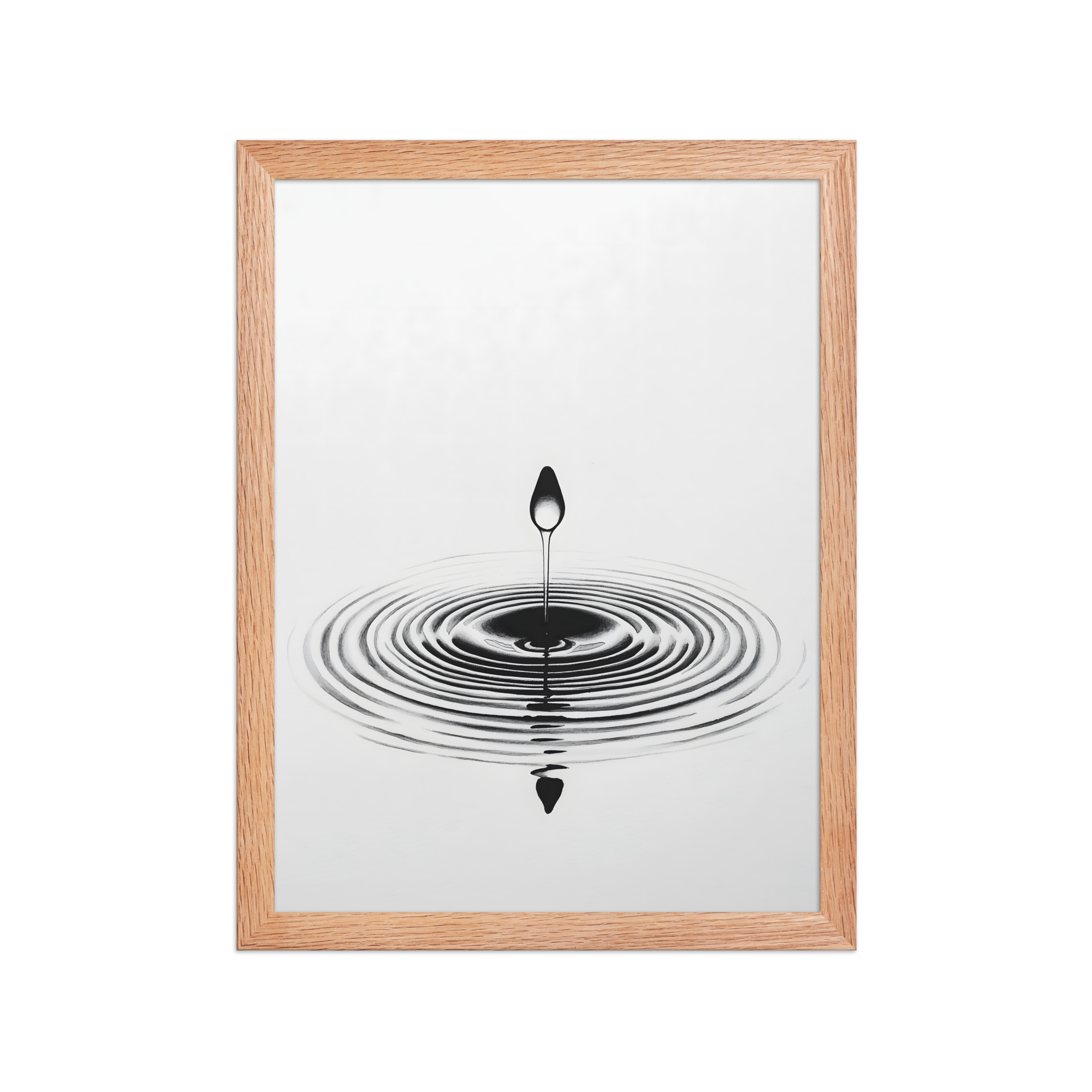 Waterdrop — Japandi zen nature framed print, minimalist Japanese wall art