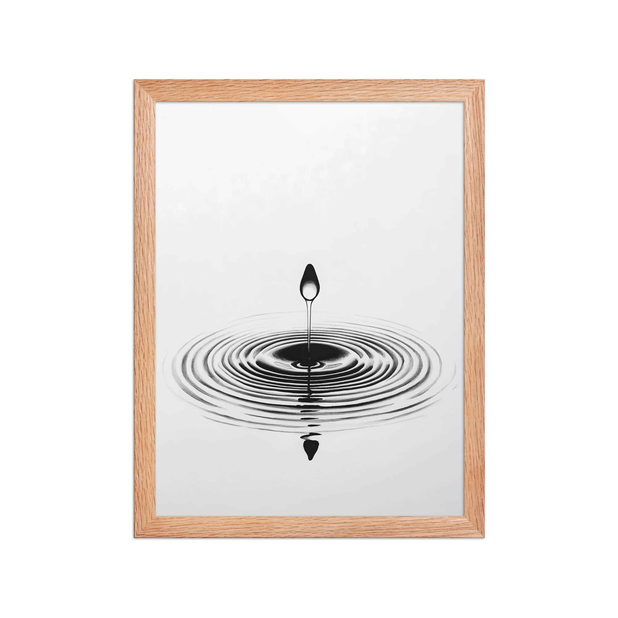 Waterdrop — Japandi zen nature framed print, minimalist Japanese wall art