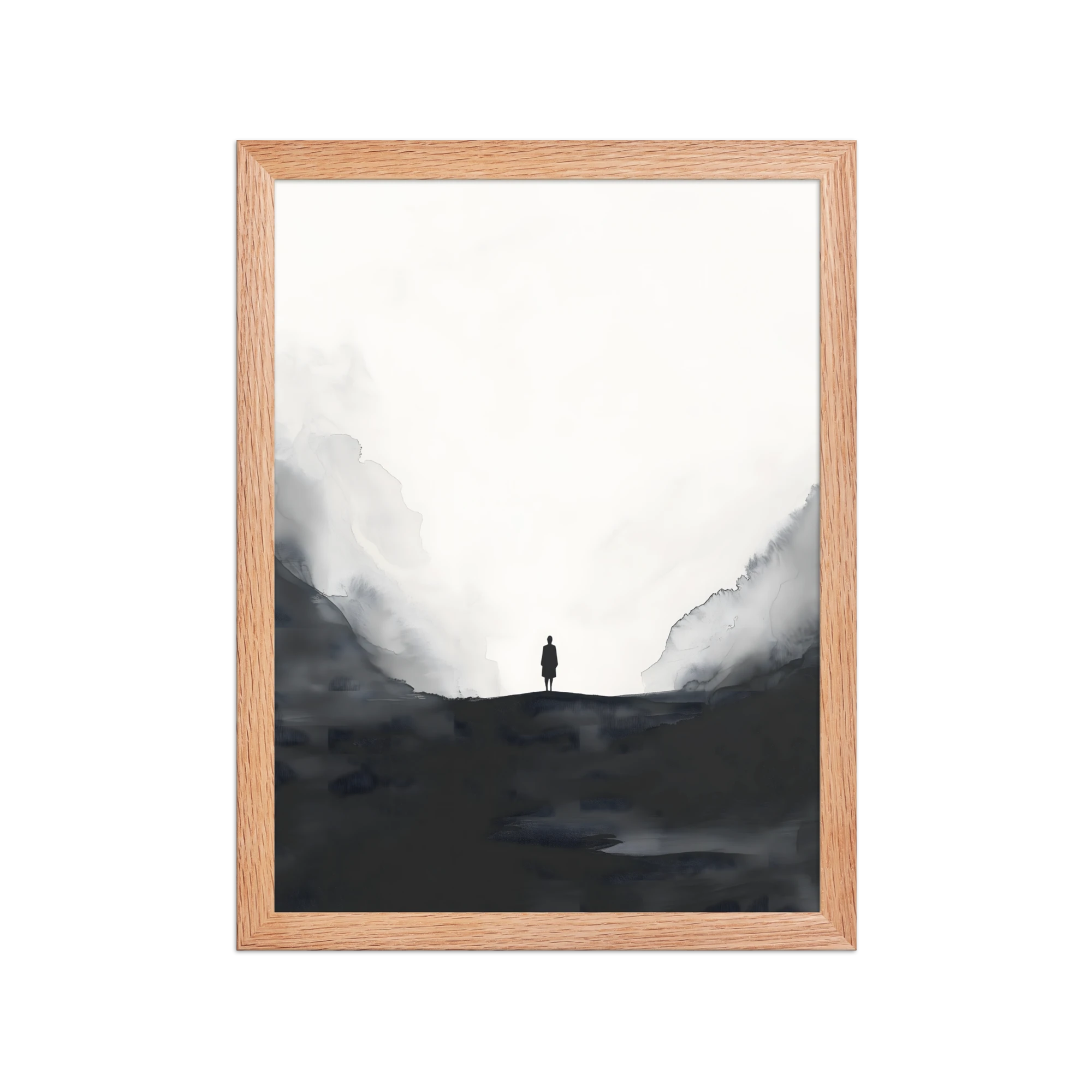 Distant Figure — Japandi ma framed print, minimalist Japanese wall art