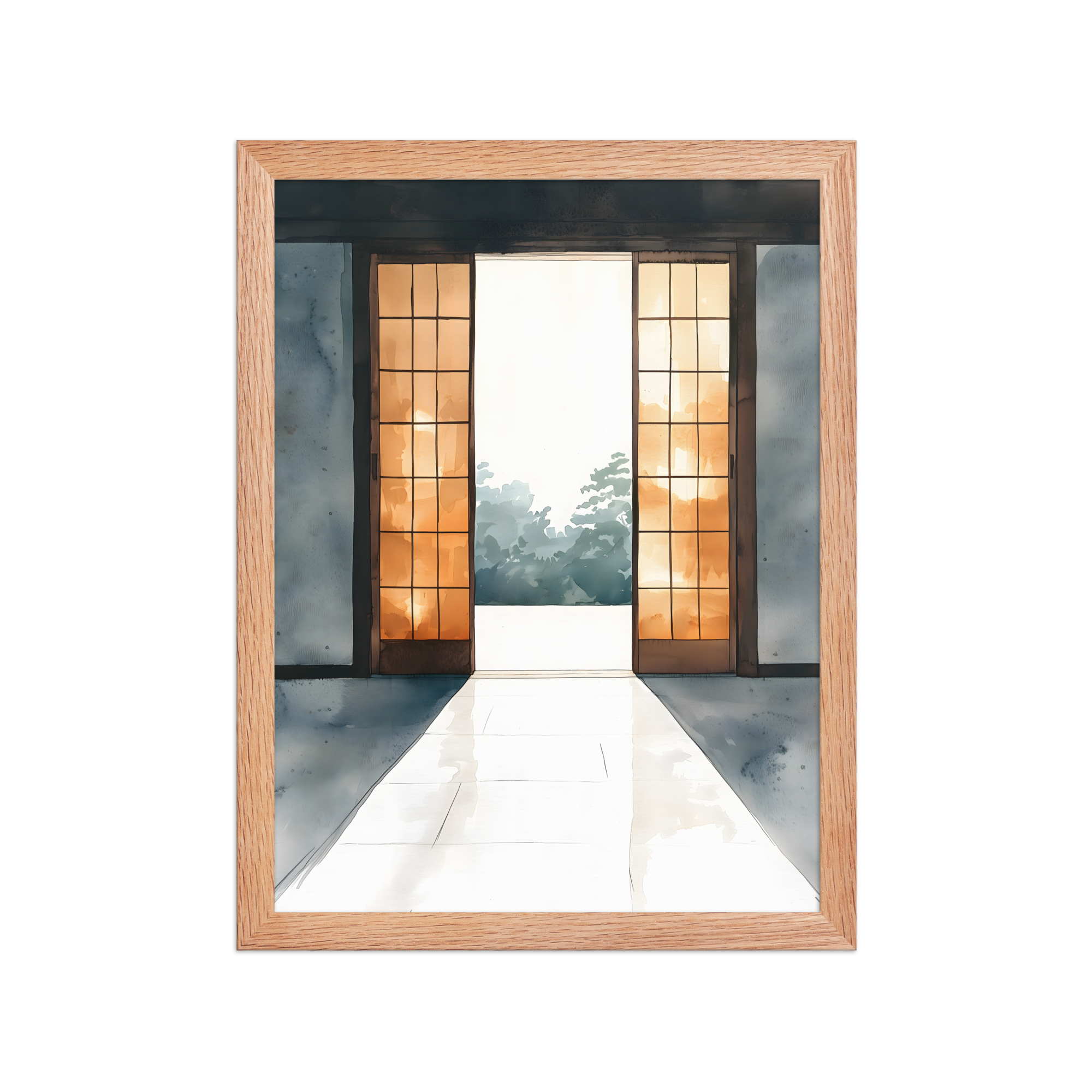 Open Door — Japandi ma framed print, minimalist Japanese wall art