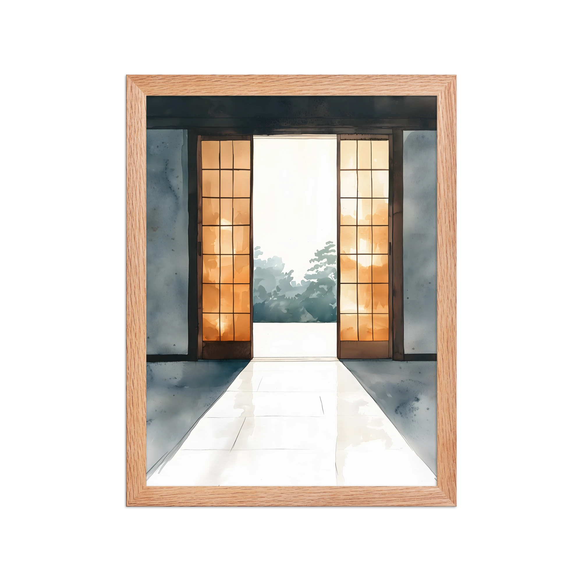 Open Door — Japandi ma framed print, minimalist Japanese wall art