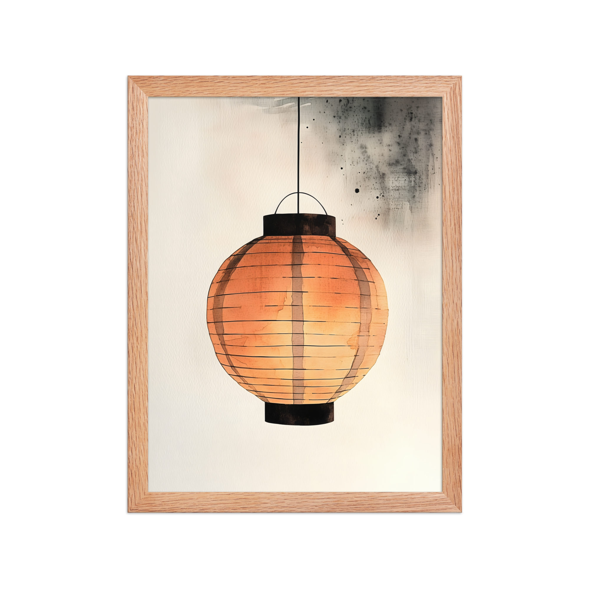 Paper Lantern — Japandi wabi-sabi framed print, minimalist Japanese wall art