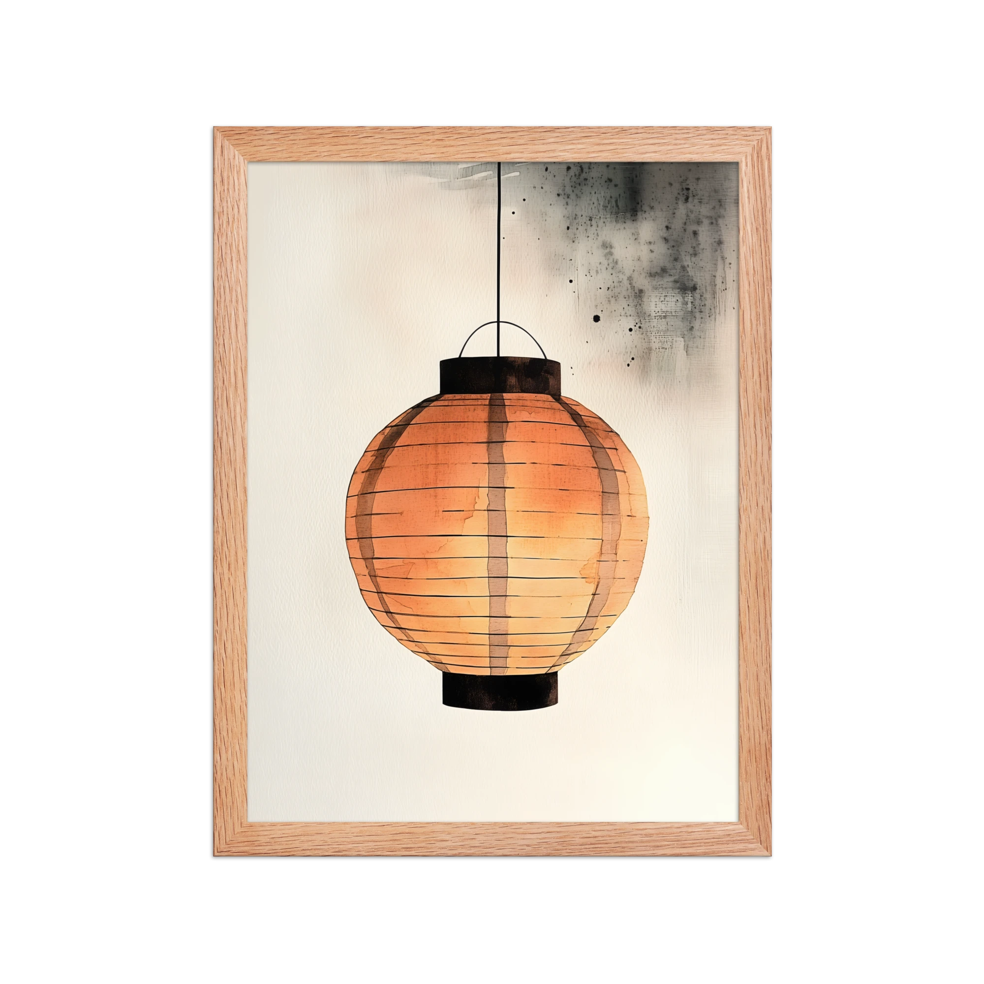 Paper Lantern — Japandi wabi-sabi framed print, minimalist Japanese wall art