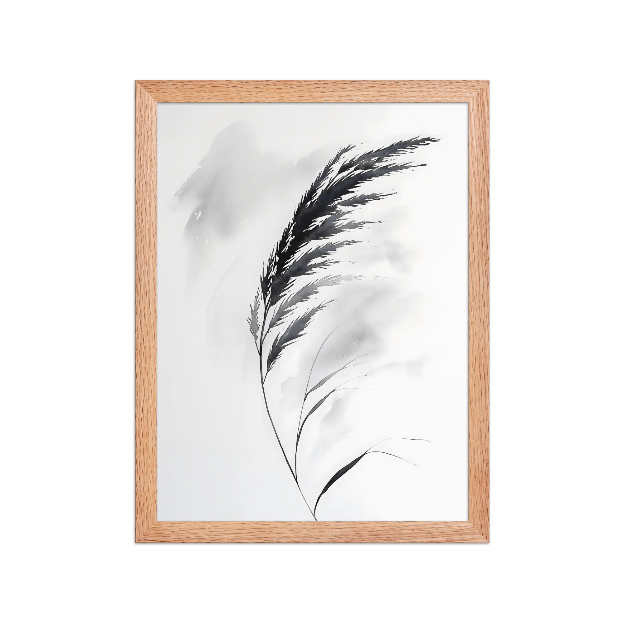 Wild Grass — Japandi zen nature framed print, minimalist Japanese wall art