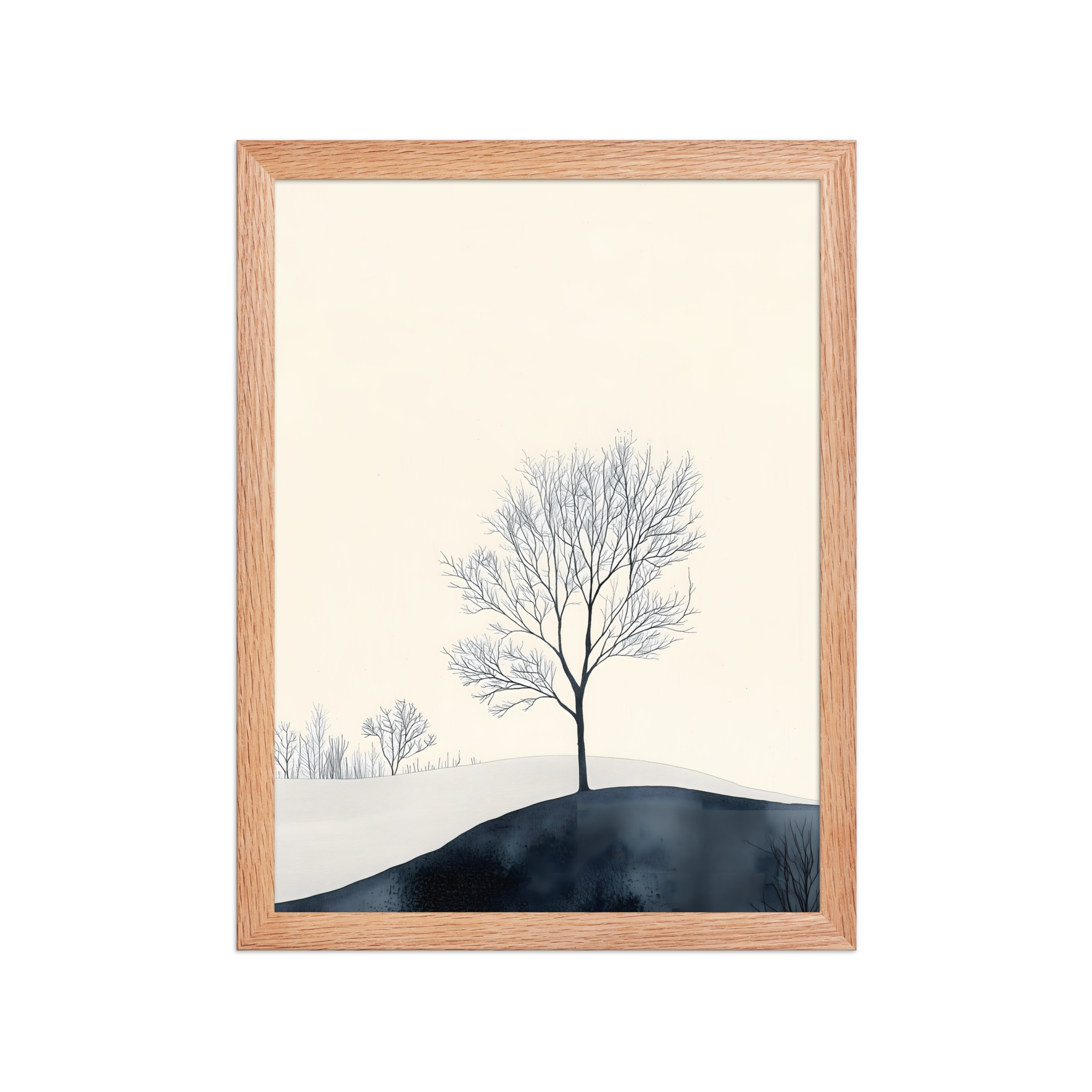 Distant Divide — Japandi ma framed print, minimalist Japanese wall art