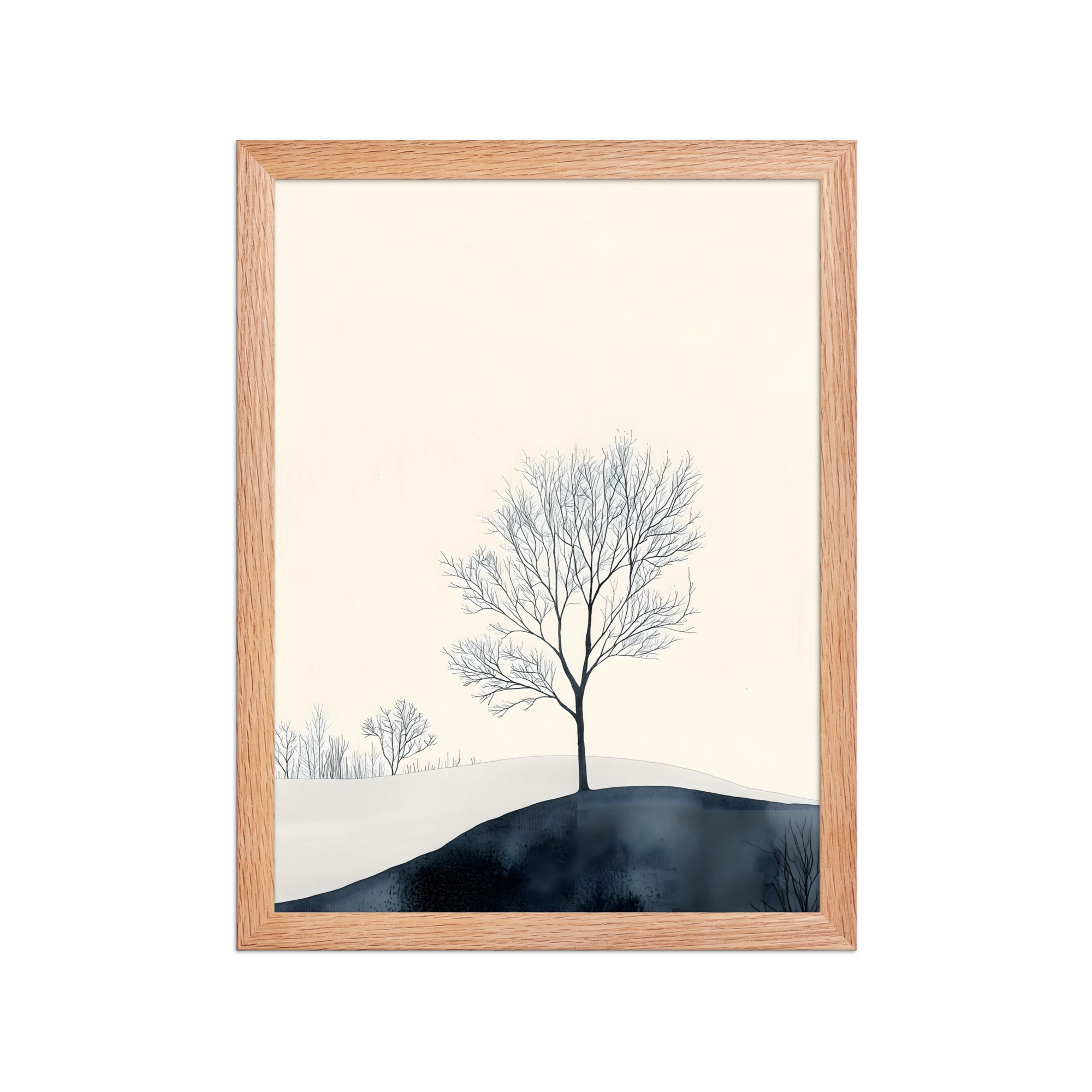 Distant Divide — Japandi ma framed print, minimalist Japanese wall art