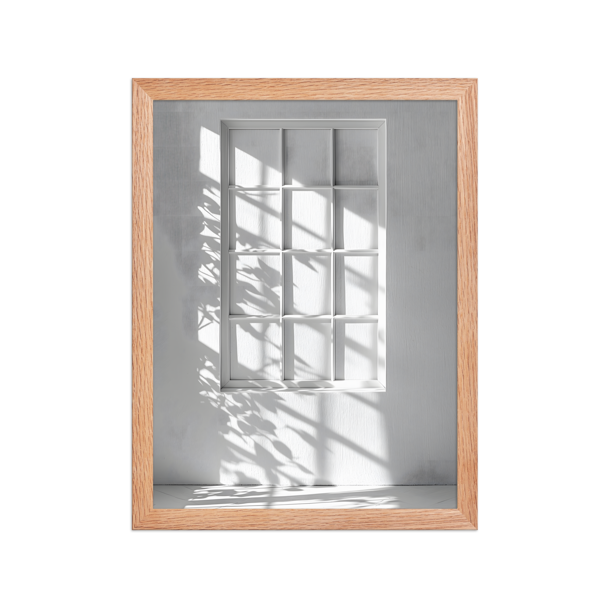 Shadow Play — Japandi komorebi framed print, minimalist Japanese wall art