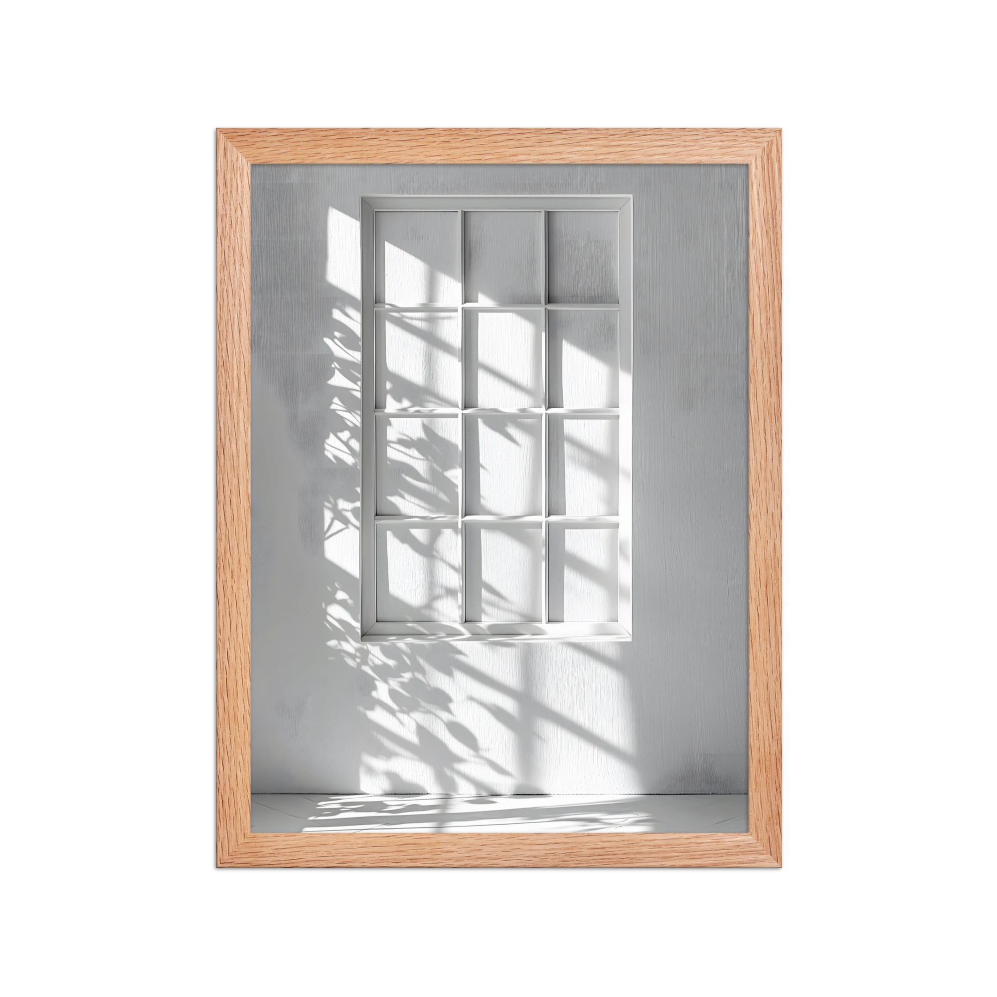 Shadow Play — Japandi komorebi framed print, minimalist Japanese wall art