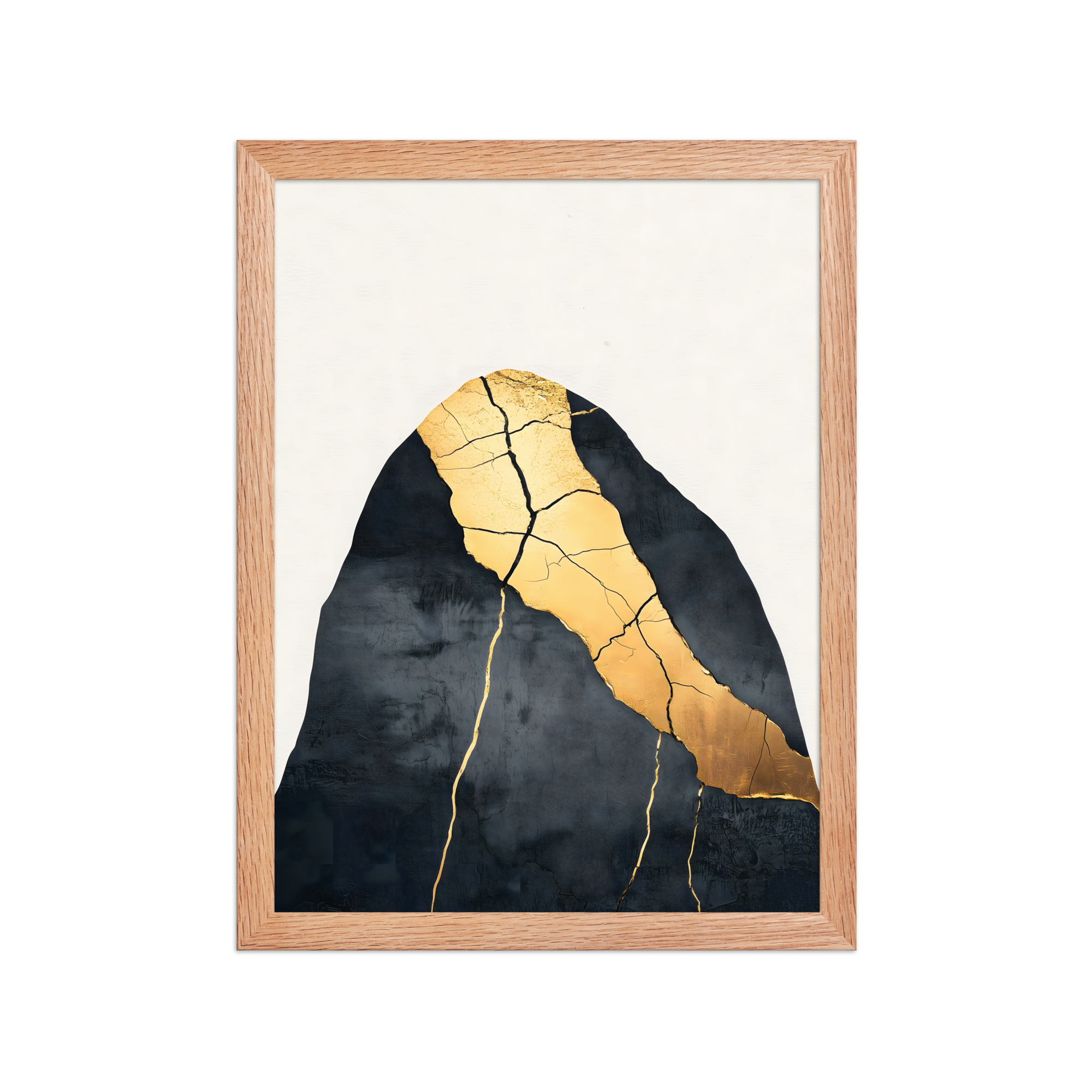 Kintsugi Lines — Japandi wabi-sabi framed print, minimalist Japanese wall art