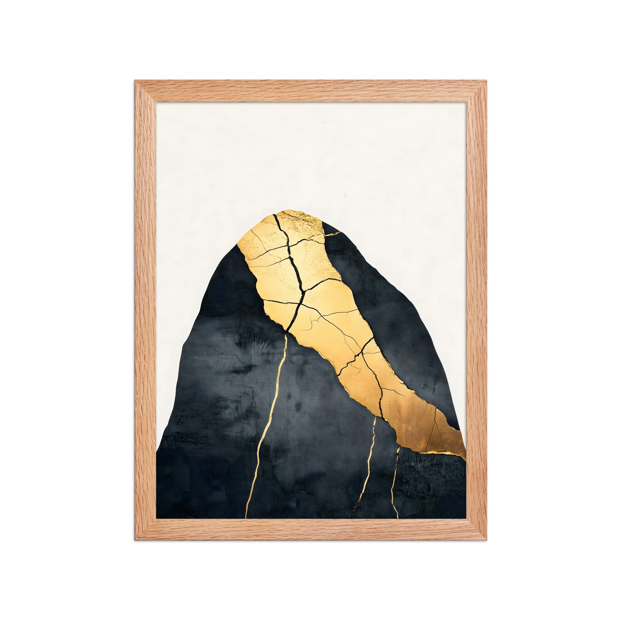 Kintsugi Lines — Japandi wabi-sabi framed print, minimalist Japanese wall art
