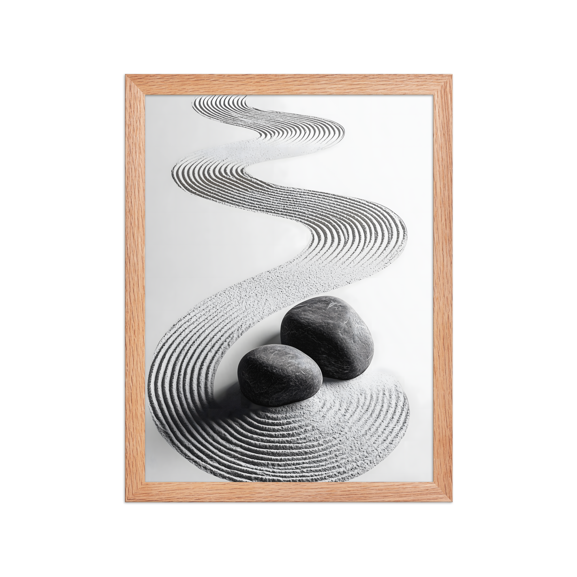 Pebble Garden — Japandi zen nature framed print, minimalist Japanese wall art