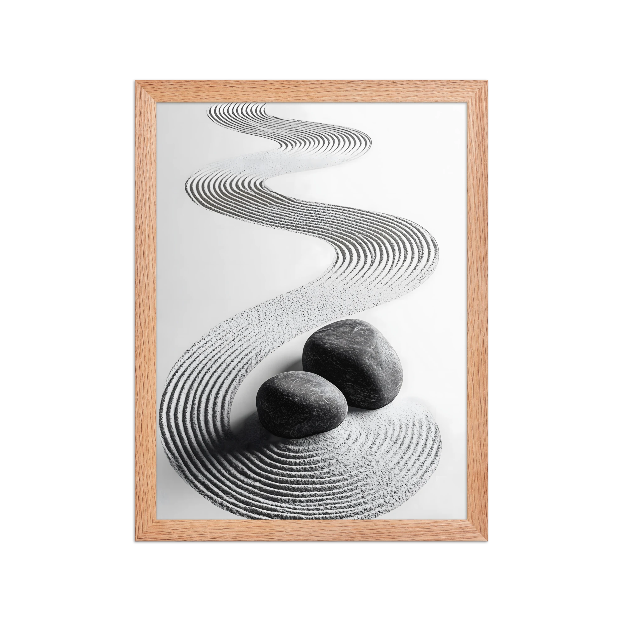 Pebble Garden — Japandi zen nature framed print, minimalist Japanese wall art