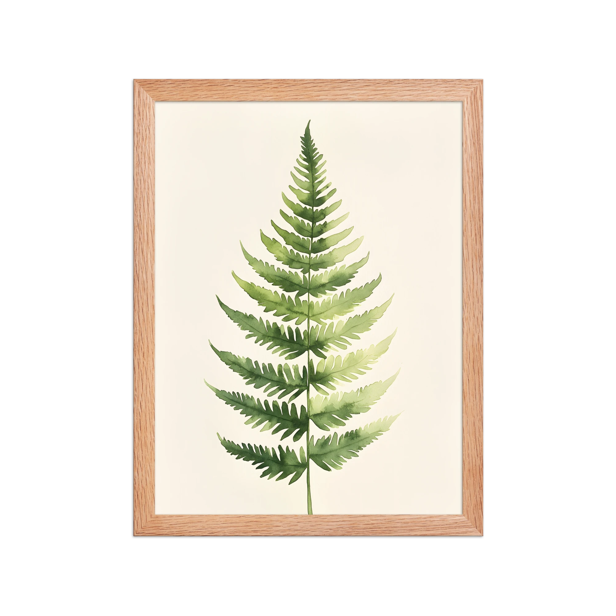 Morning Fern — Japandi zen nature framed print, minimalist Japanese wall art