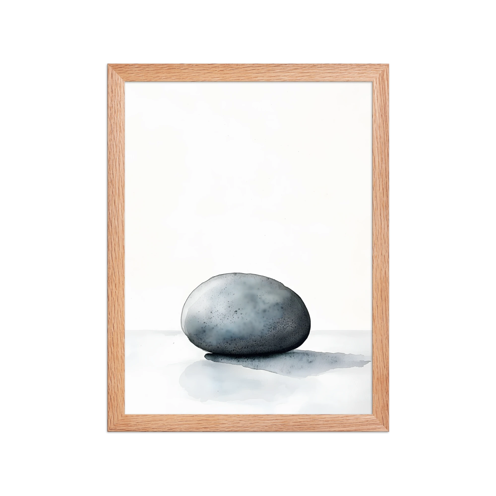 Worn Stone — Japandi wabi-sabi framed print, minimalist Japanese wall art
