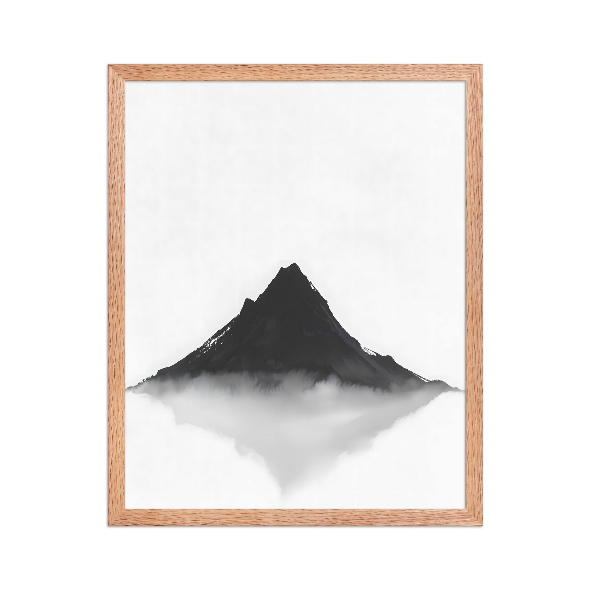 Mountain Breath — Japandi zen ink framed print, minimalist Japanese wall art