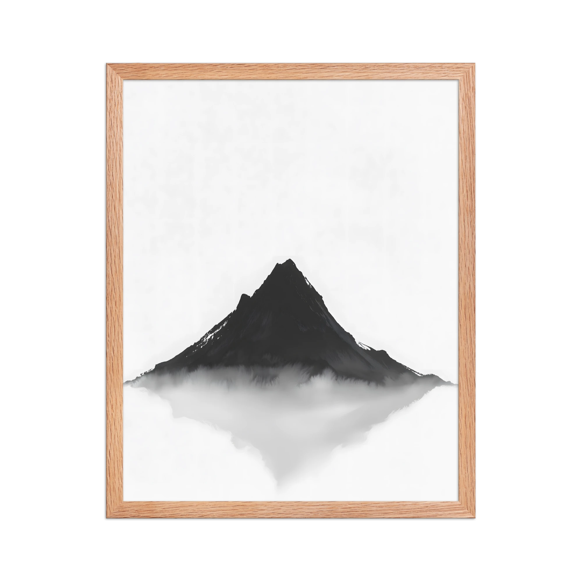 Mountain Breath — Japandi zen ink framed print, minimalist Japanese wall art