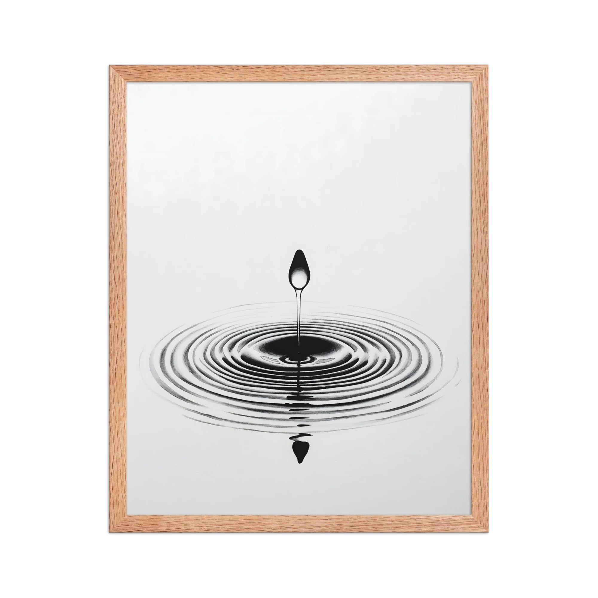 Waterdrop — Japandi zen nature framed print, minimalist Japanese wall art