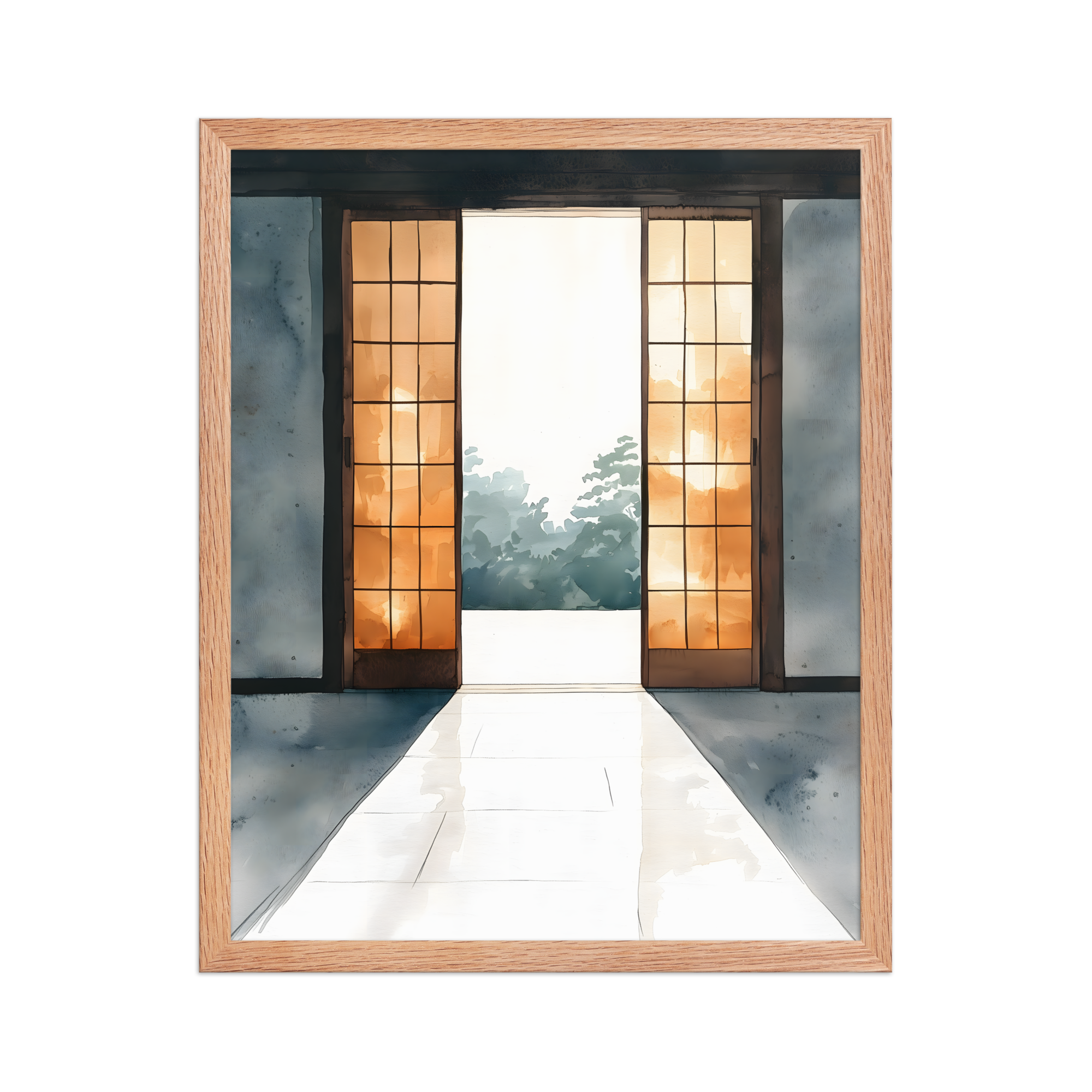 Open Door — Japandi ma framed print, minimalist Japanese wall art