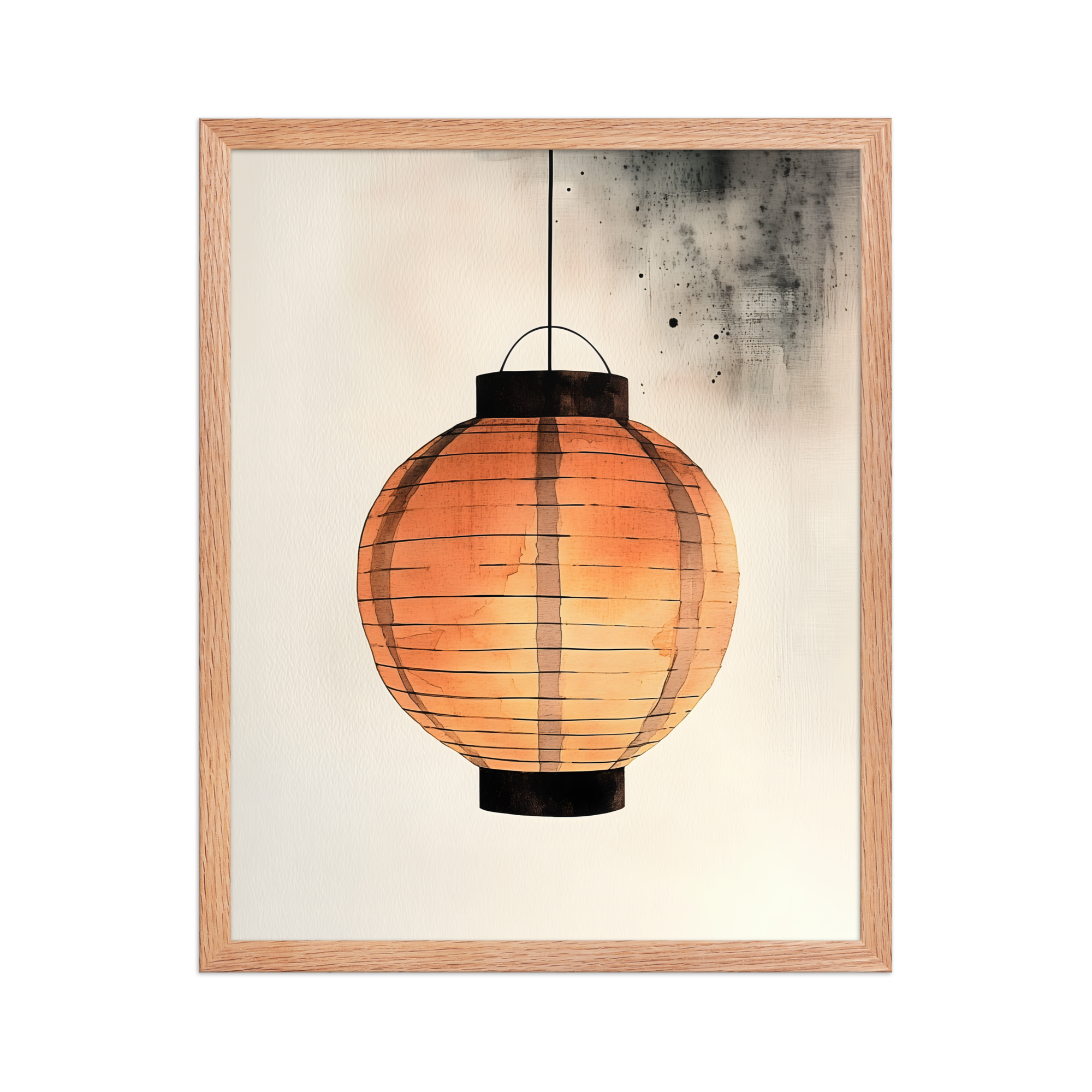 Paper Lantern — Japandi wabi-sabi framed print, minimalist Japanese wall art
