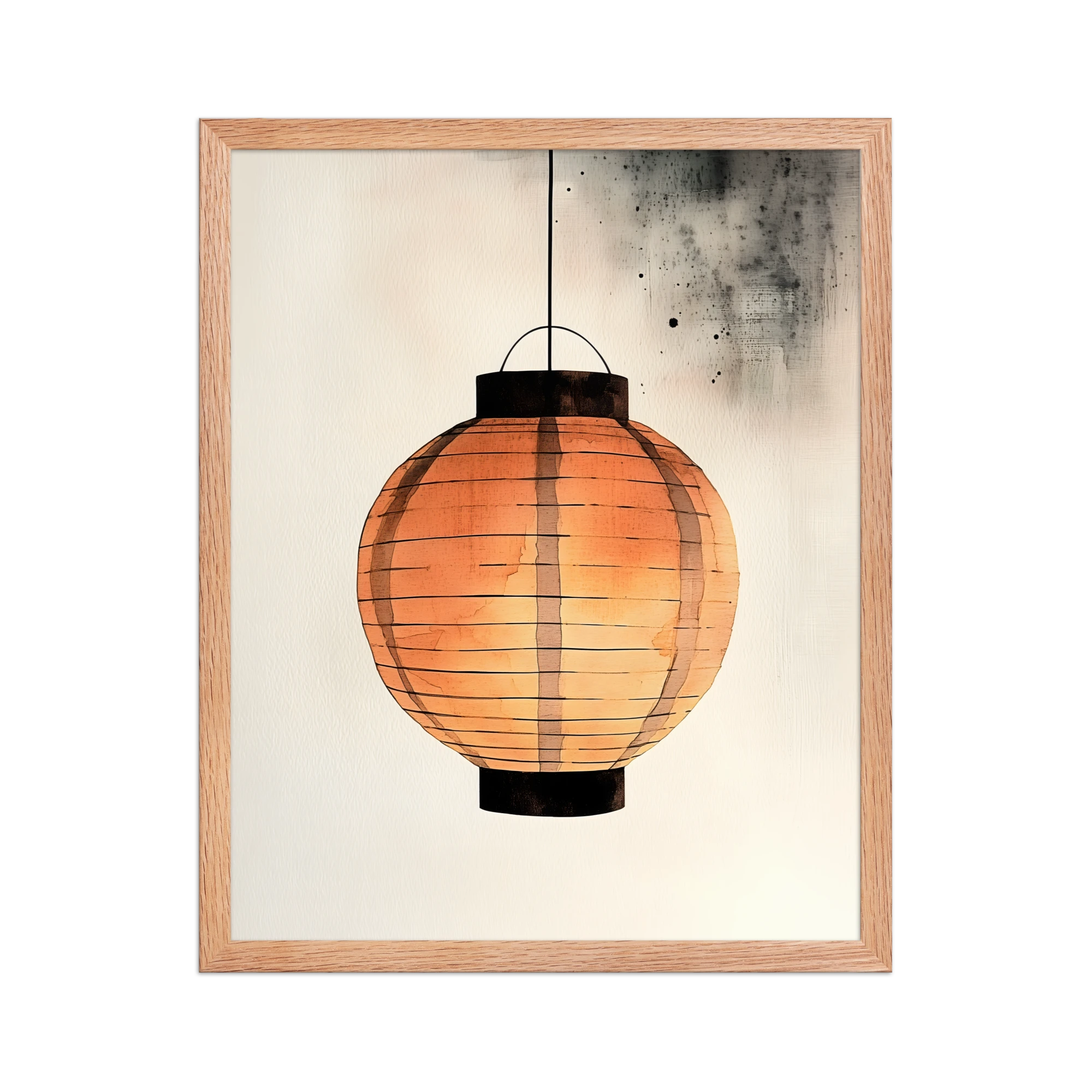 Paper Lantern — Japandi wabi-sabi framed print, minimalist Japanese wall art