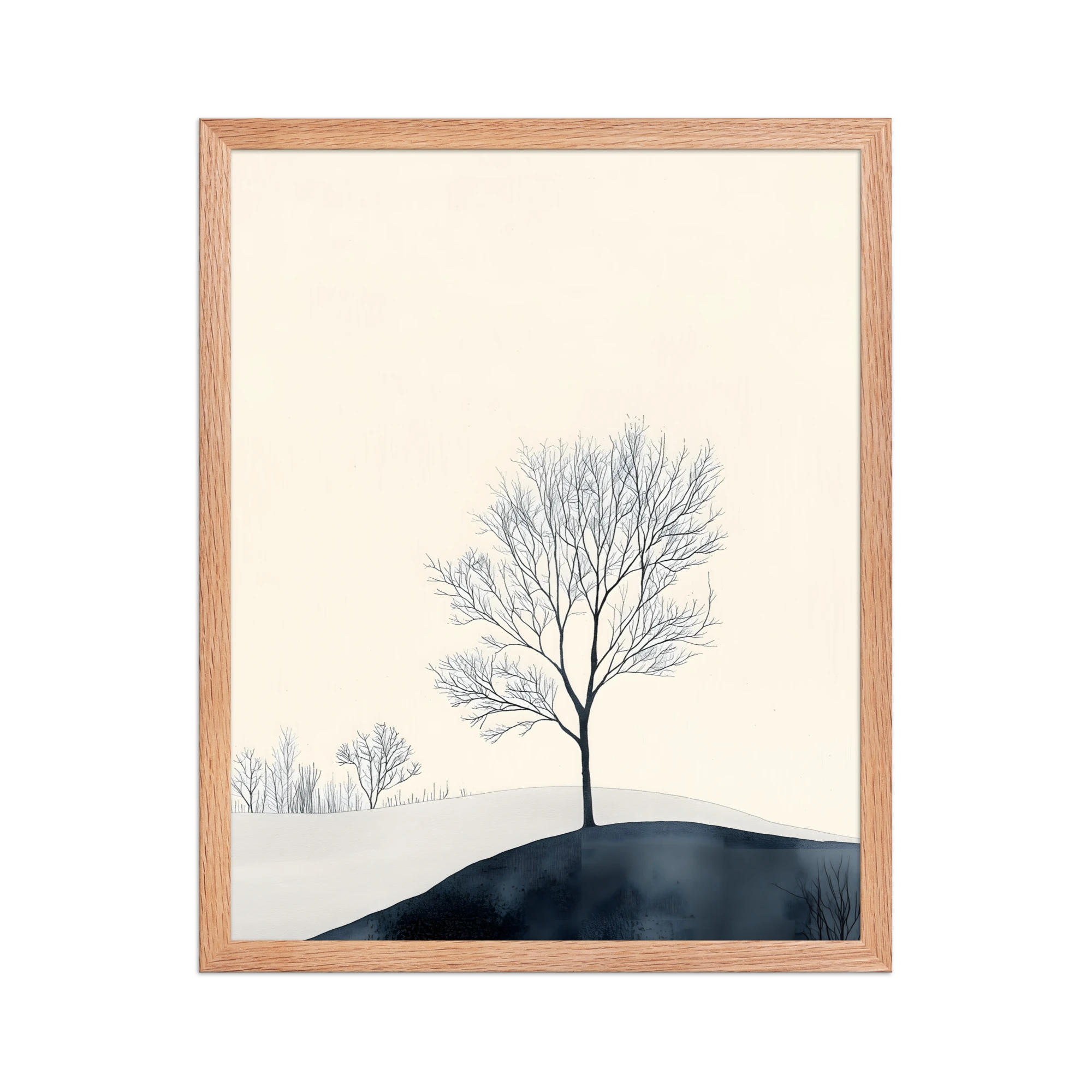 Distant Divide — Japandi ma framed print, minimalist Japanese wall art