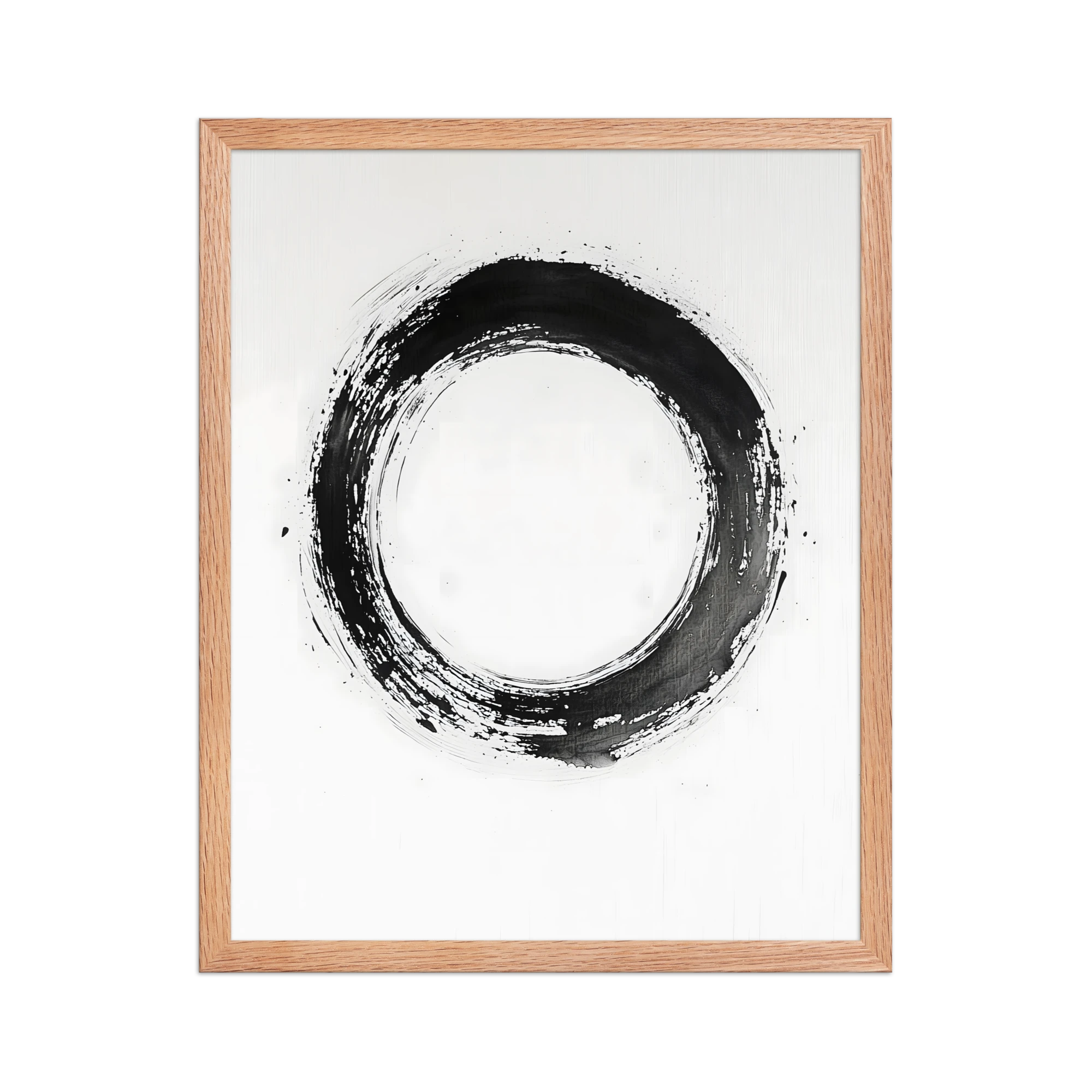 One Stroke — Japandi zen ink framed print, minimalist Japanese wall art