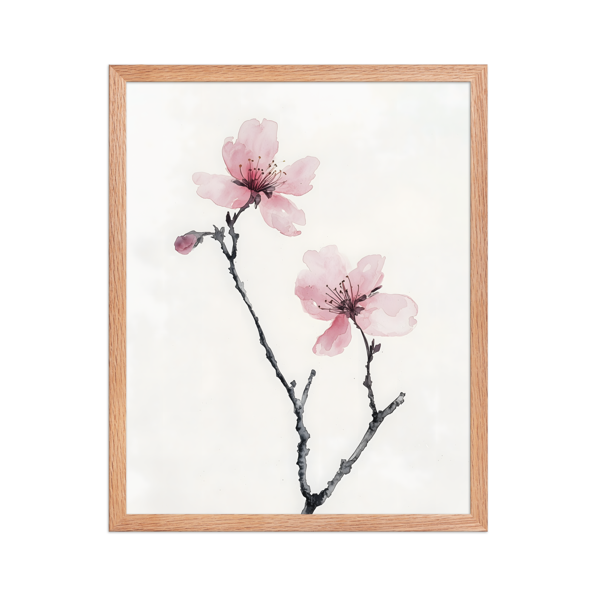 Cherry Absence — Japandi zen nature framed print, minimalist Japanese wall art