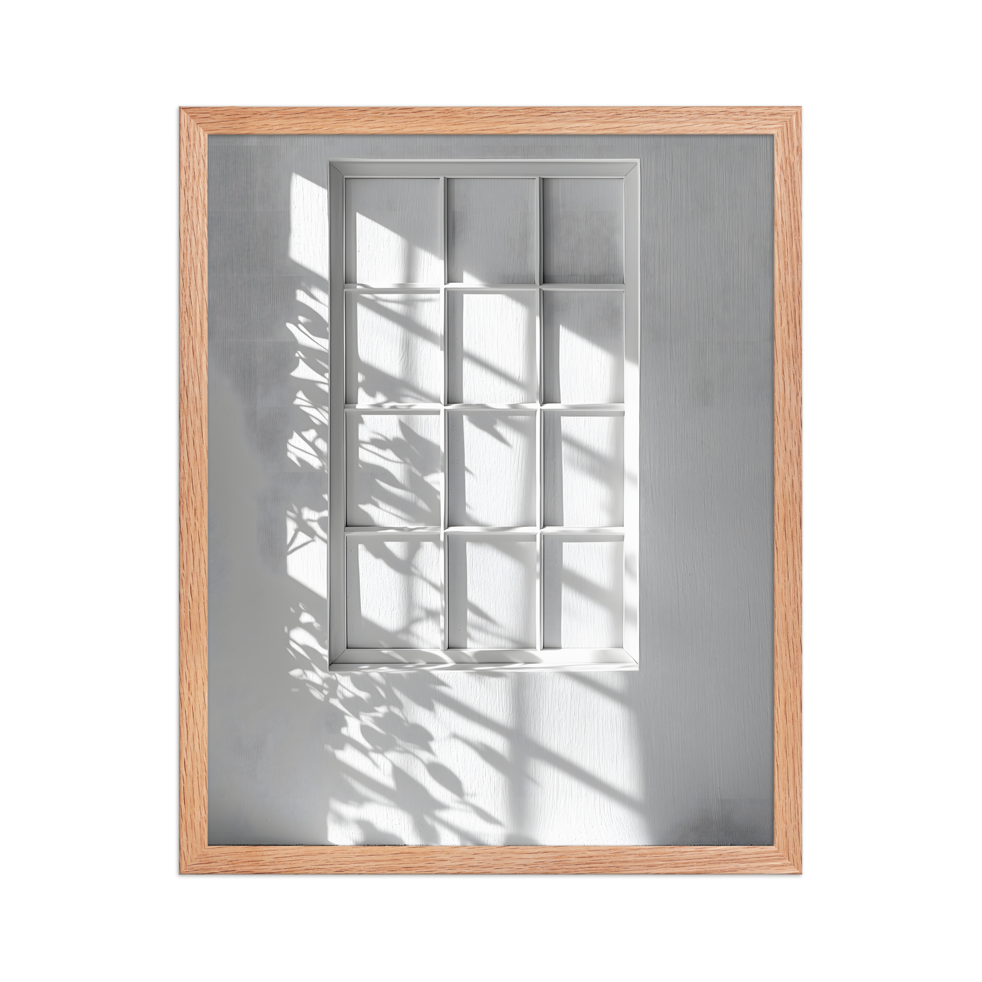 Shadow Play — Japandi komorebi framed print, minimalist Japanese wall art