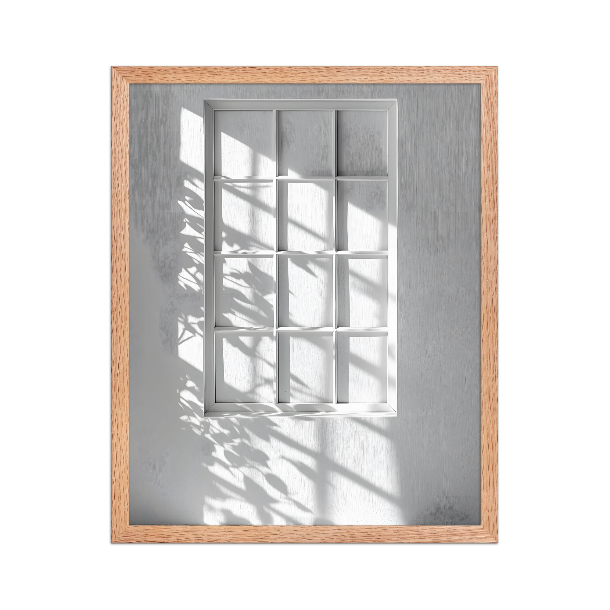 Shadow Play — Japandi komorebi framed print, minimalist Japanese wall art