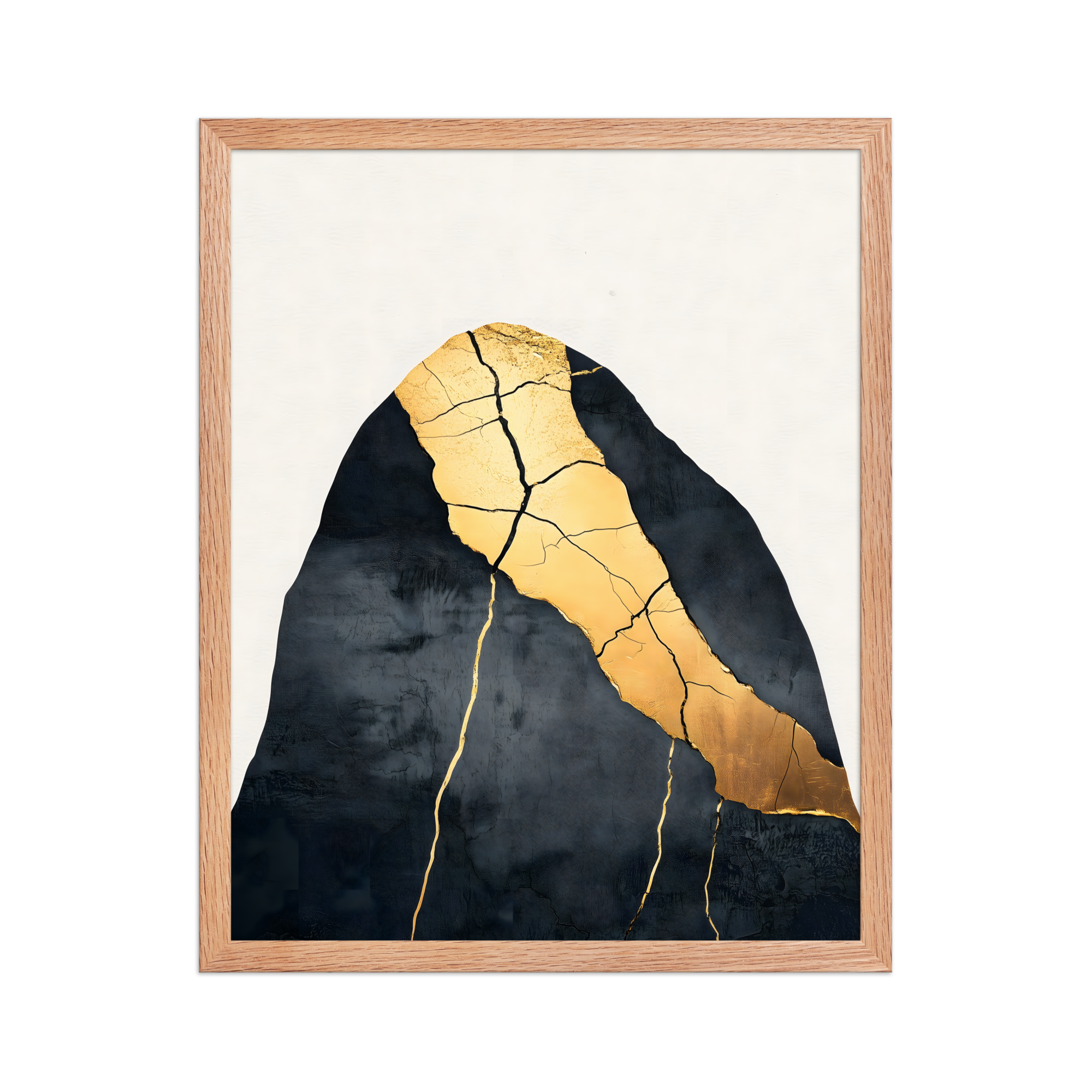 Kintsugi Lines — Japandi wabi-sabi framed print, minimalist Japanese wall art