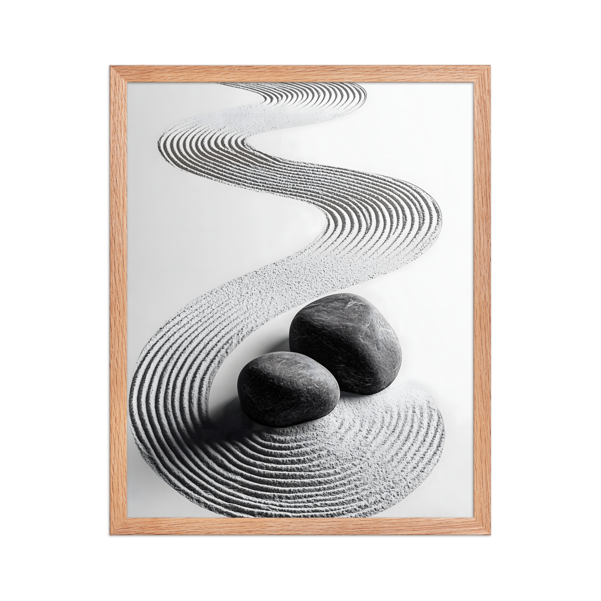 Pebble Garden — Japandi zen nature framed print, minimalist Japanese wall art