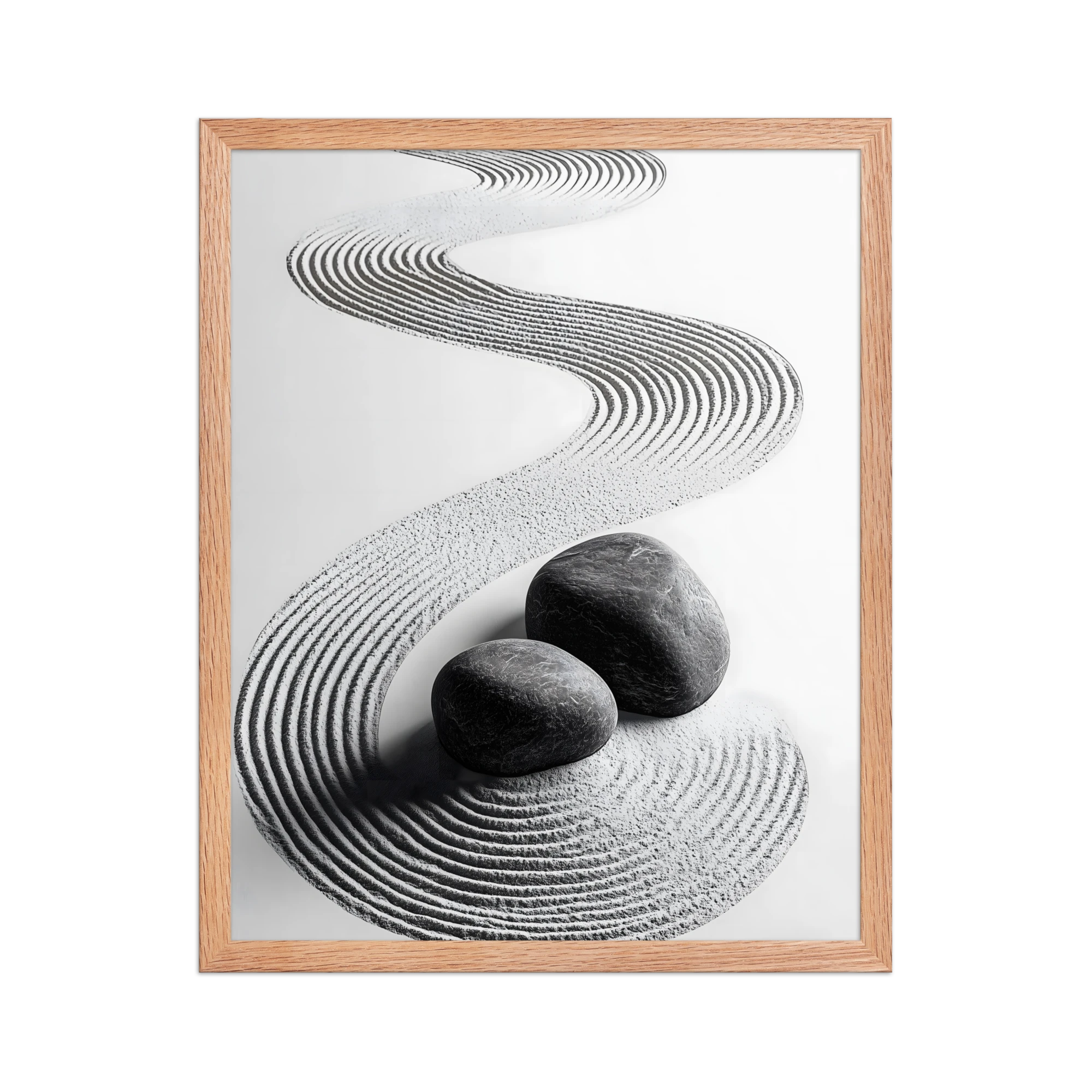 Pebble Garden — Japandi zen nature framed print, minimalist Japanese wall art