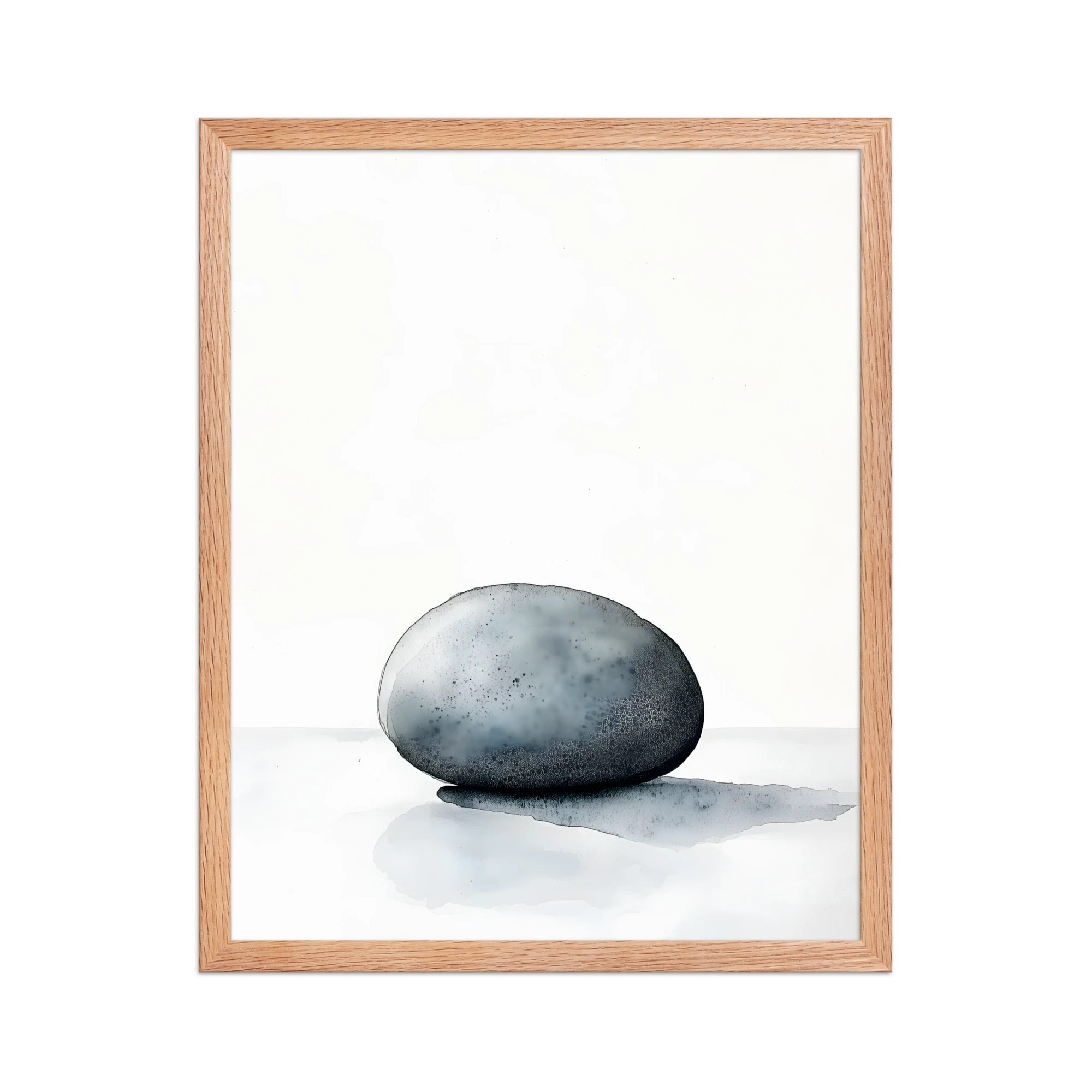 Worn Stone — Japandi wabi-sabi framed print, minimalist Japanese wall art