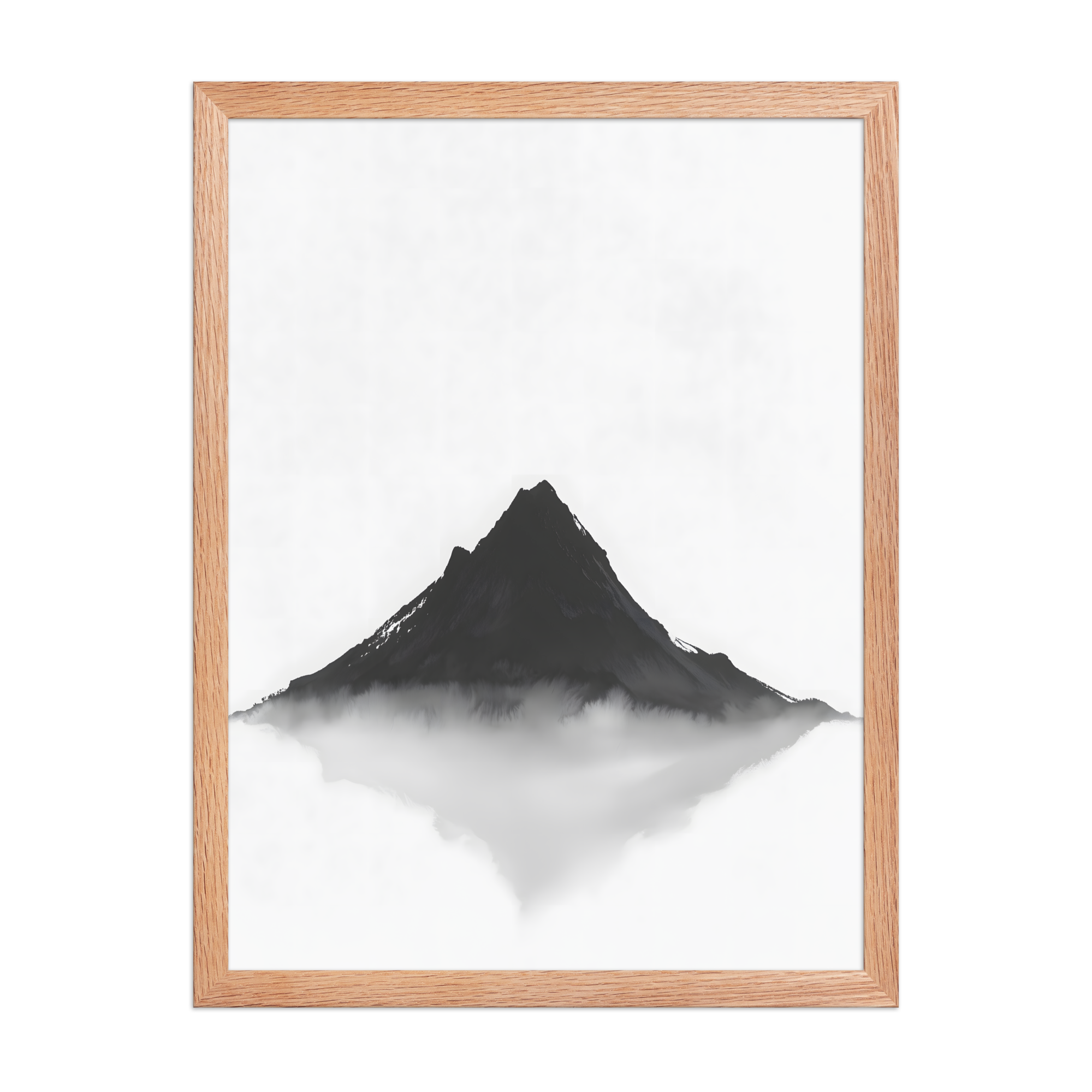 Mountain Breath — Japandi zen ink framed print, minimalist Japanese wall art