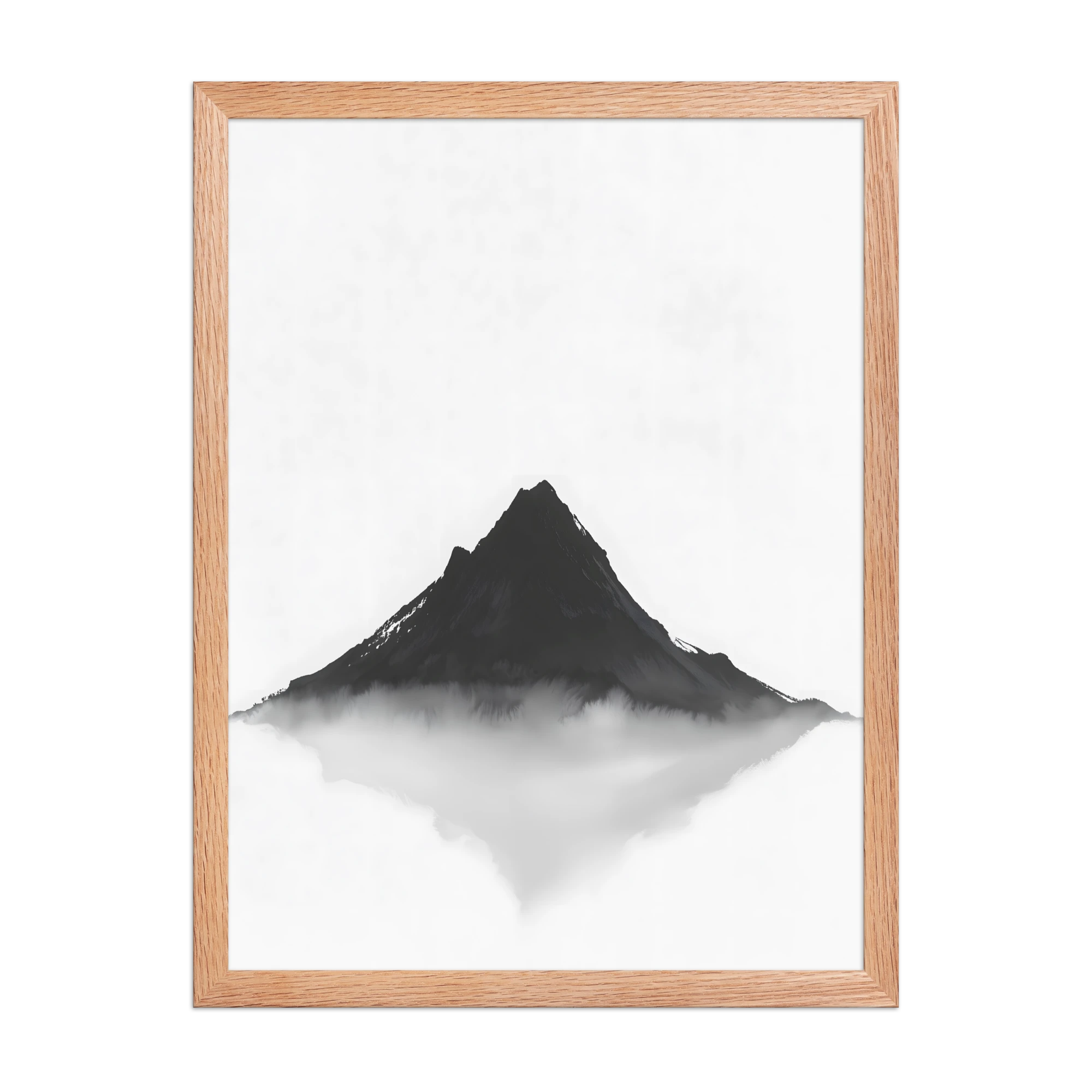Mountain Breath — Japandi zen ink framed print, minimalist Japanese wall art