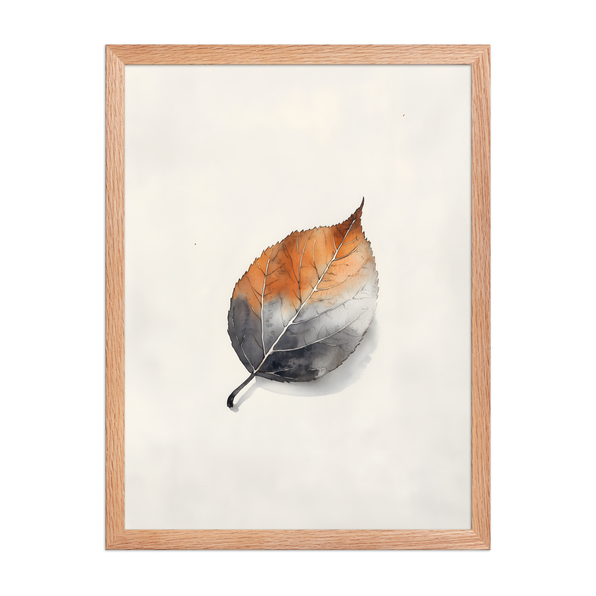 Single Leaf — Japandi ma framed print, minimalist Japanese wall art