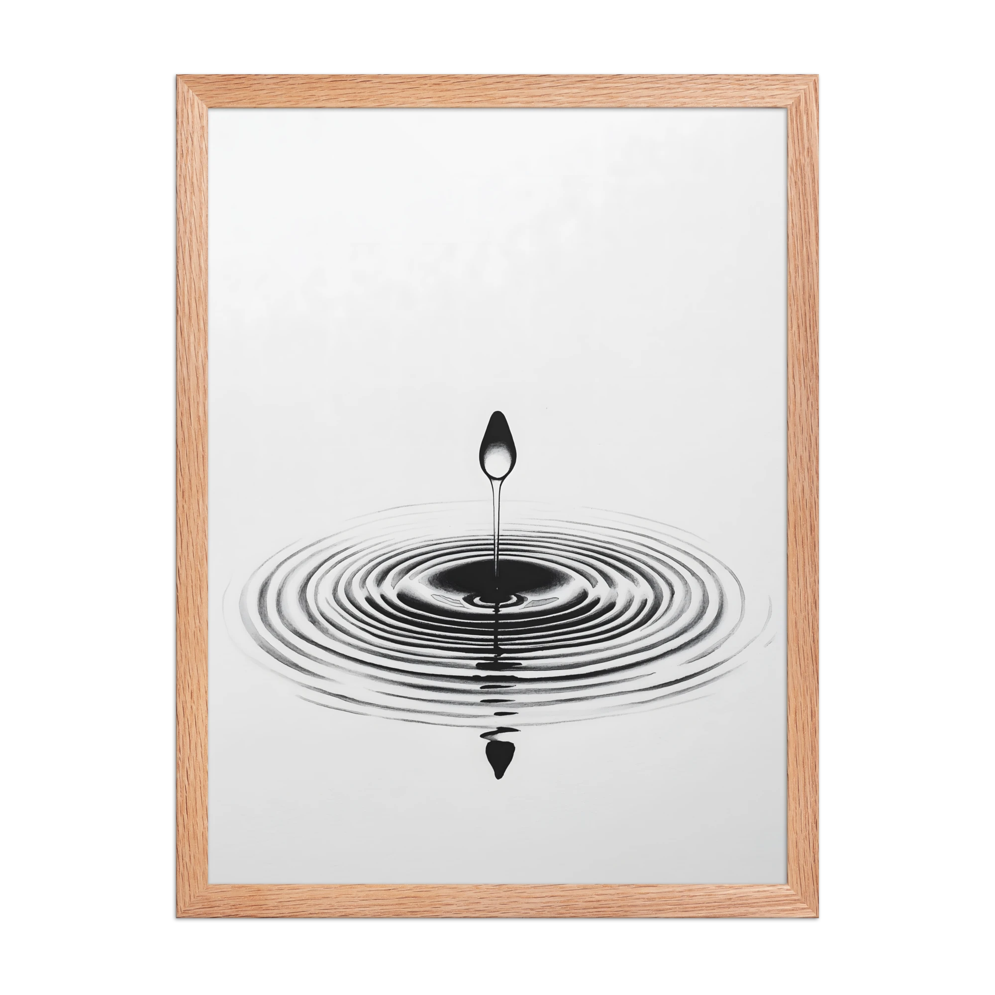 Waterdrop — Japandi zen nature framed print, minimalist Japanese wall art