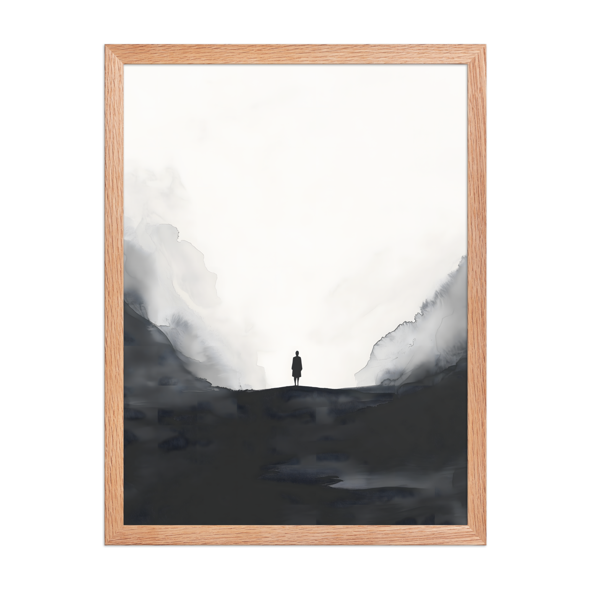 Distant Figure — Japandi ma framed print, minimalist Japanese wall art
