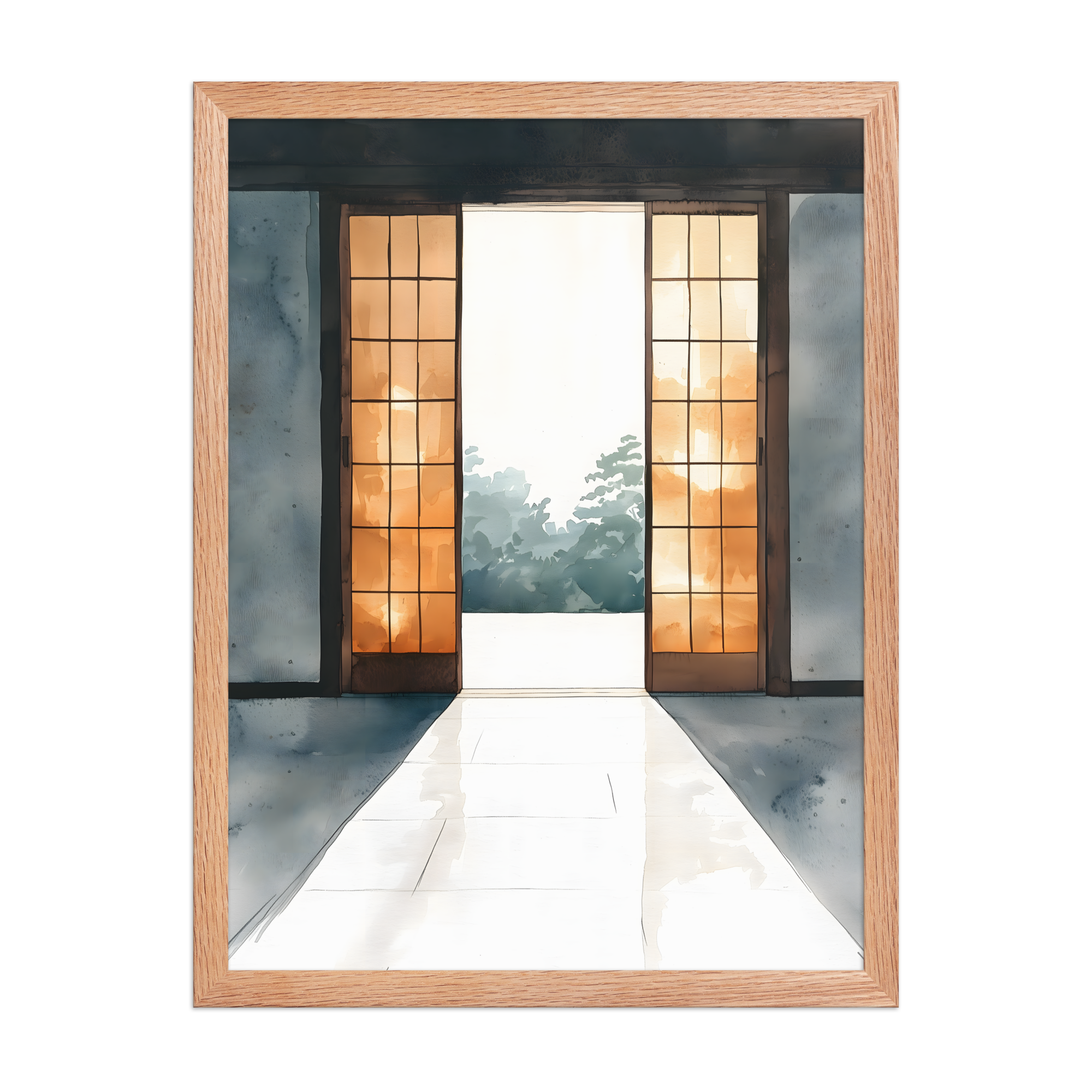Open Door — Japandi ma framed print, minimalist Japanese wall art