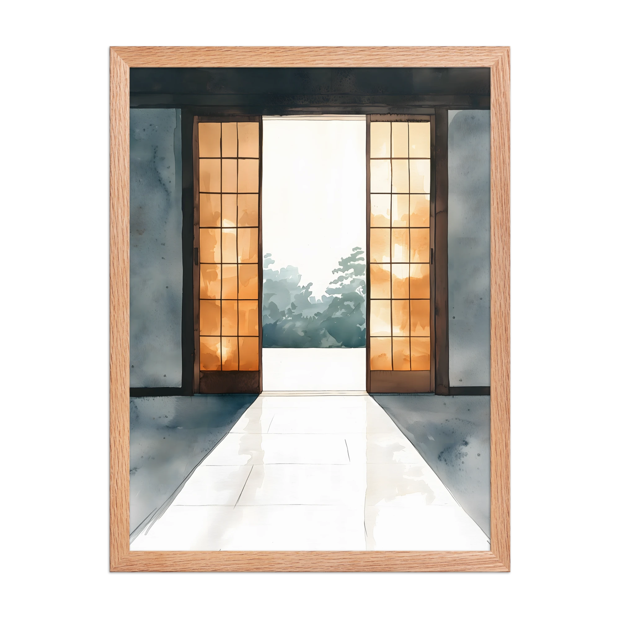 Open Door — Japandi ma framed print, minimalist Japanese wall art