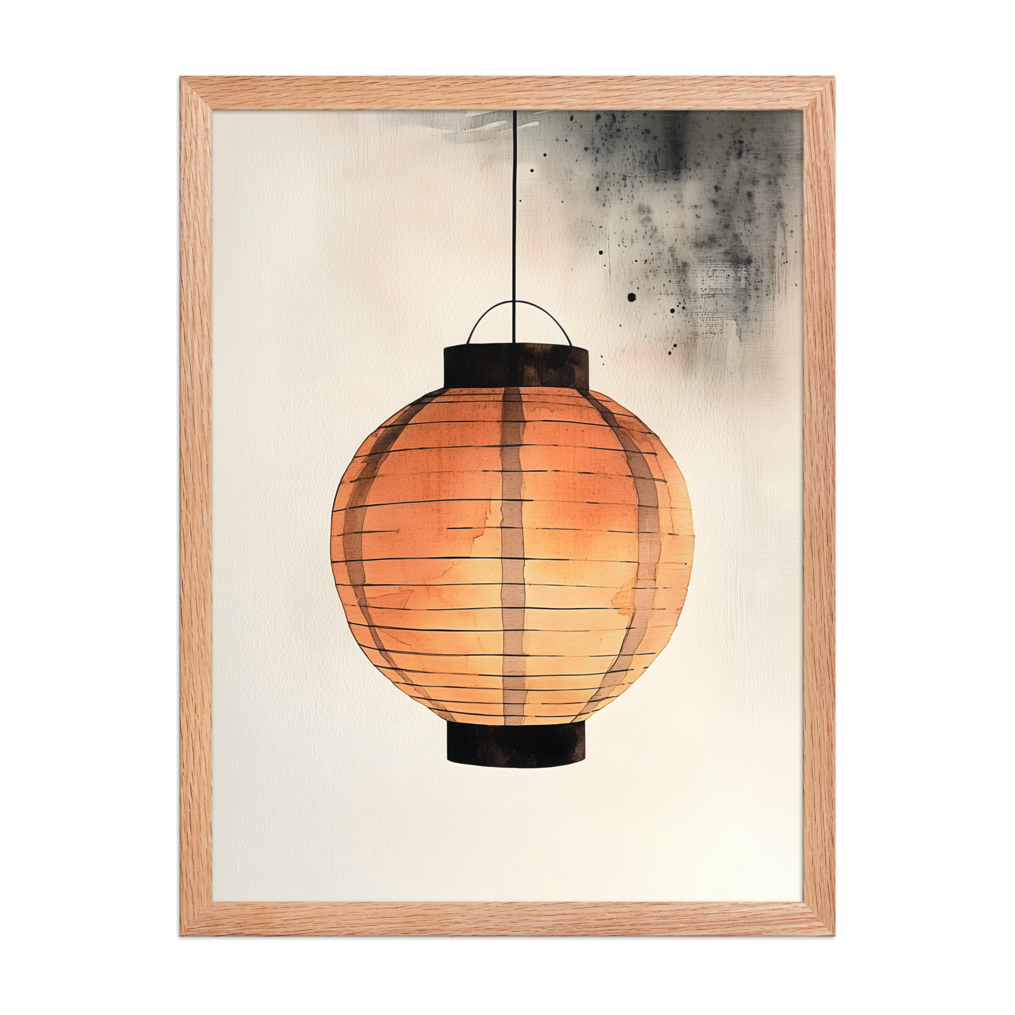 Paper Lantern — Japandi wabi-sabi framed print, minimalist Japanese wall art