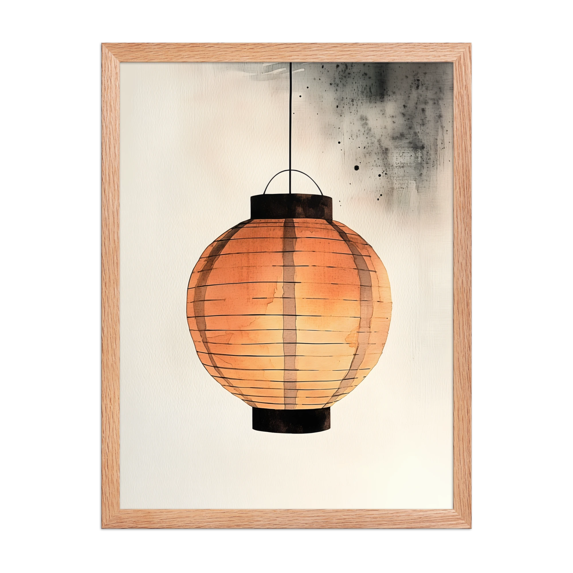 Paper Lantern — Japandi wabi-sabi framed print, minimalist Japanese wall art