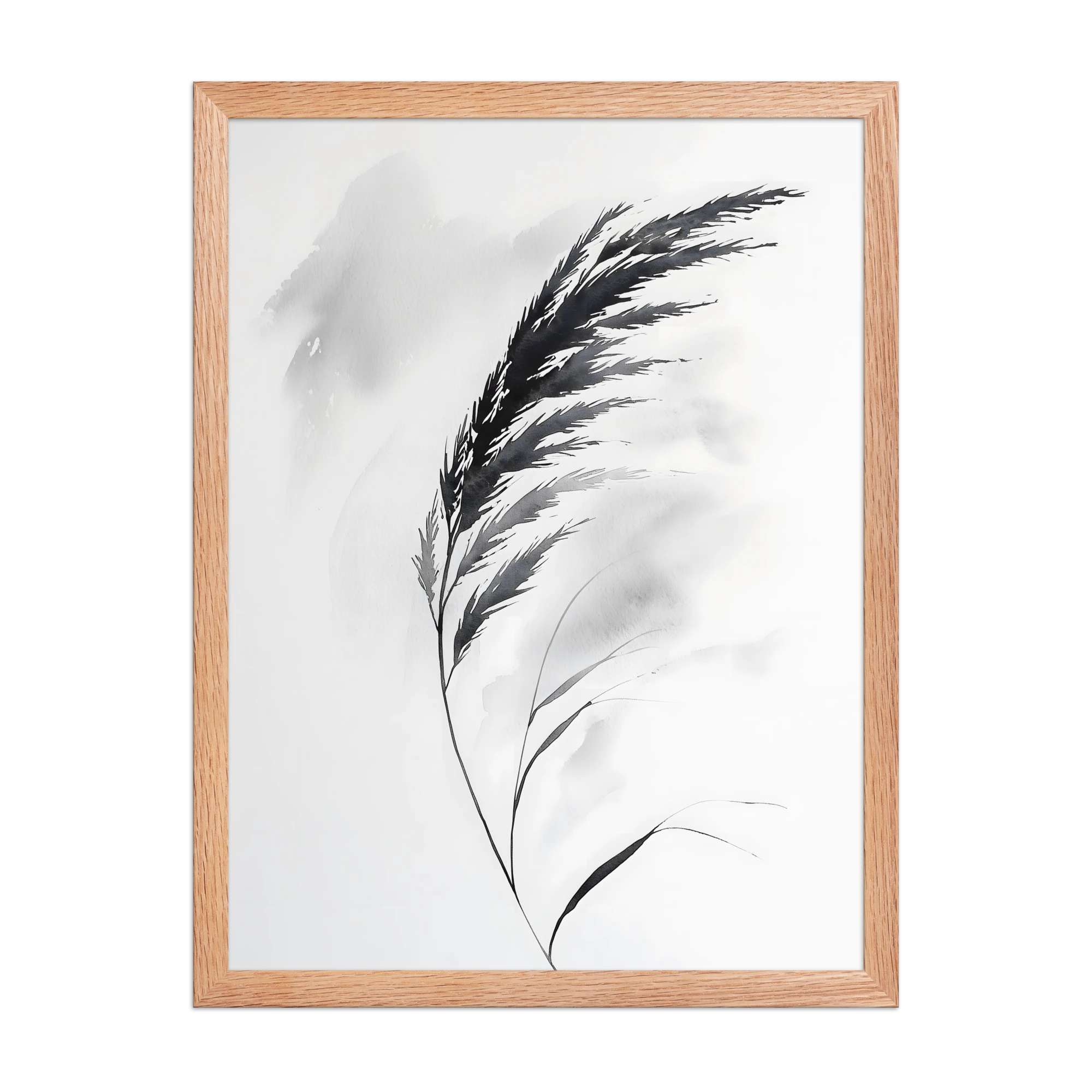 Wild Grass — Japandi zen nature framed print, minimalist Japanese wall art