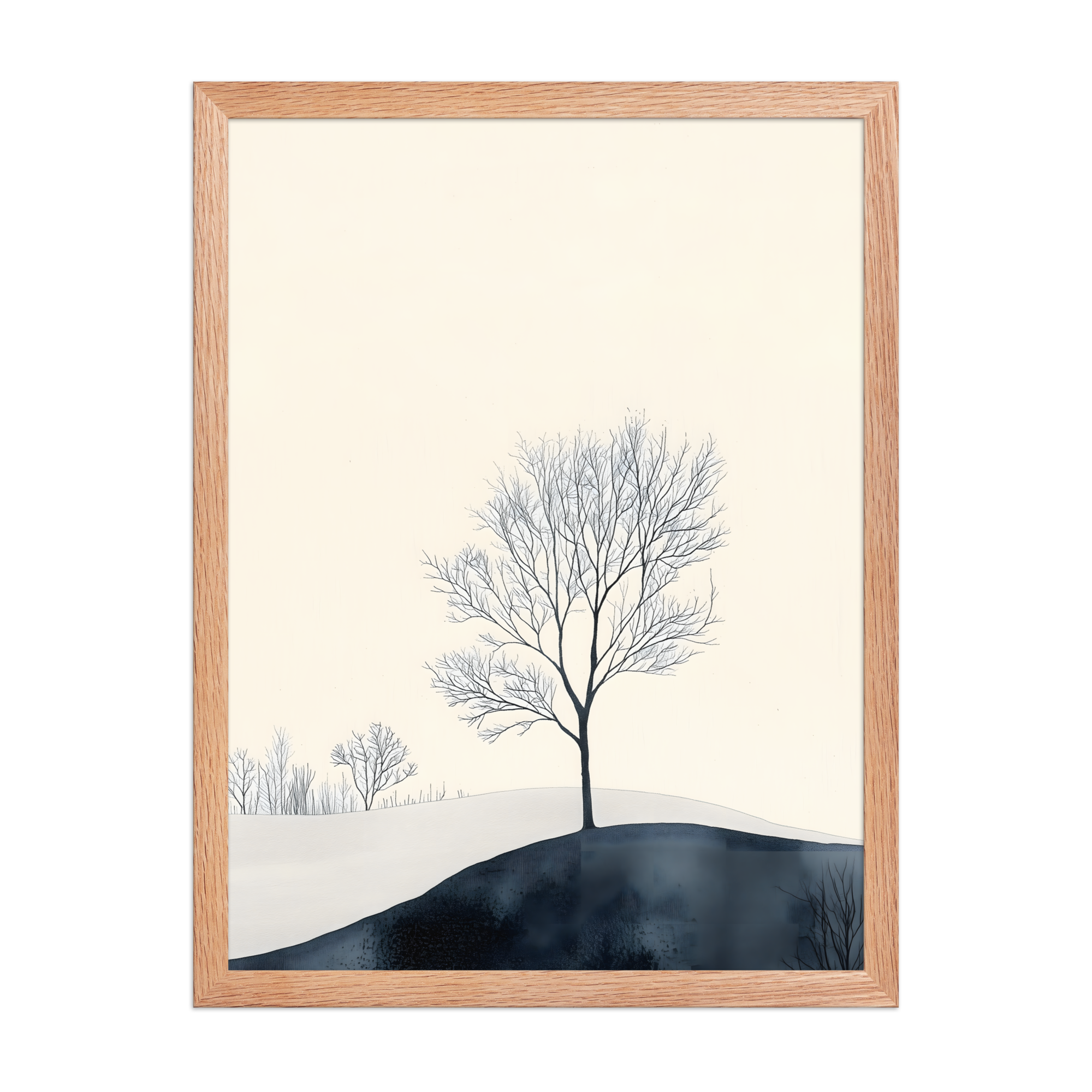Distant Divide — Japandi ma framed print, minimalist Japanese wall art