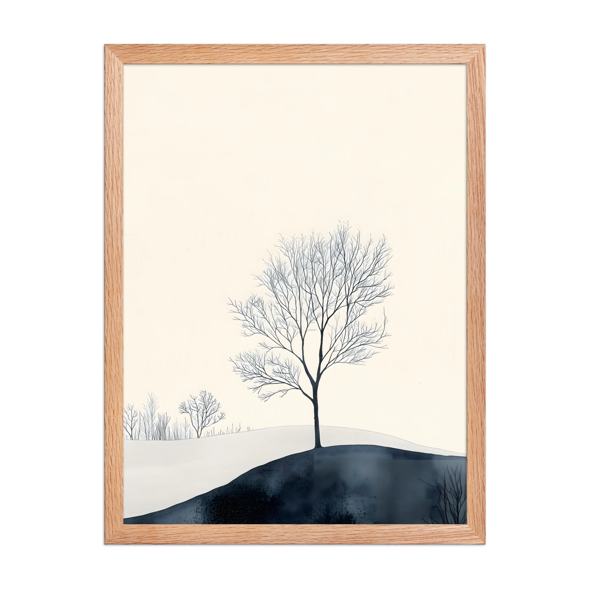 Distant Divide — Japandi ma framed print, minimalist Japanese wall art