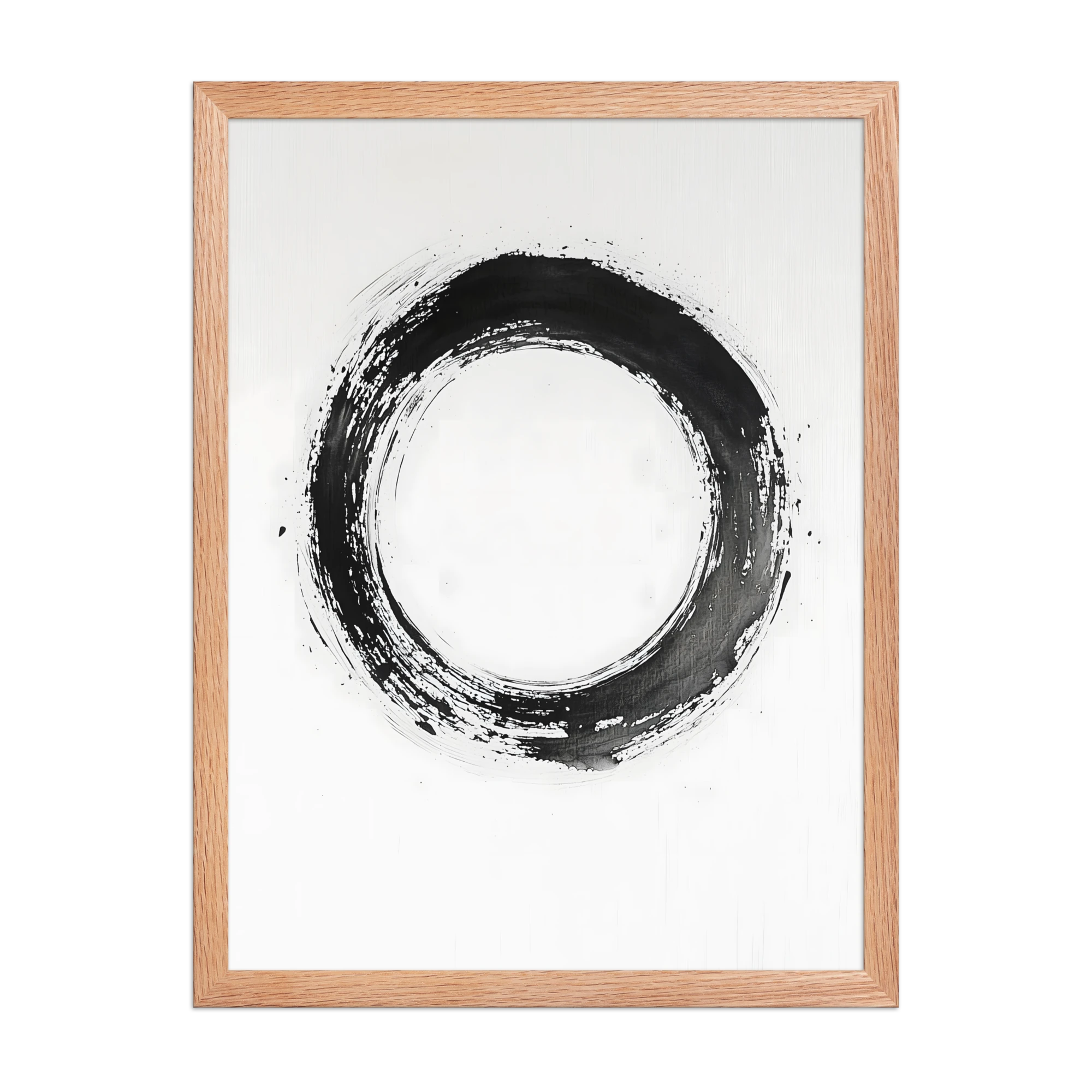 One Stroke — Japandi zen ink framed print, minimalist Japanese wall art