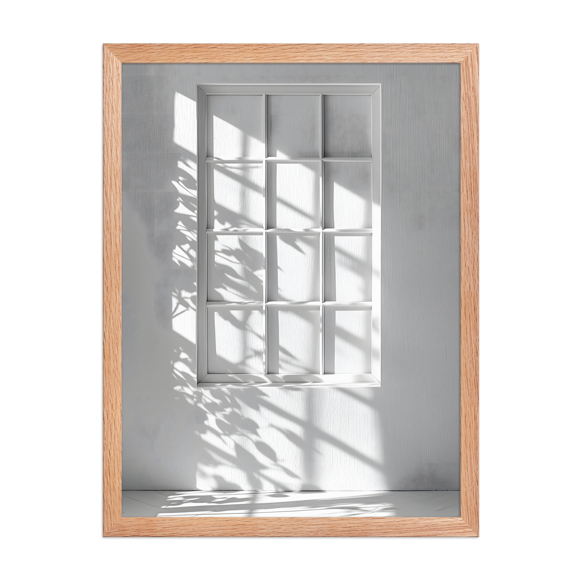 Shadow Play — Japandi komorebi framed print, minimalist Japanese wall art
