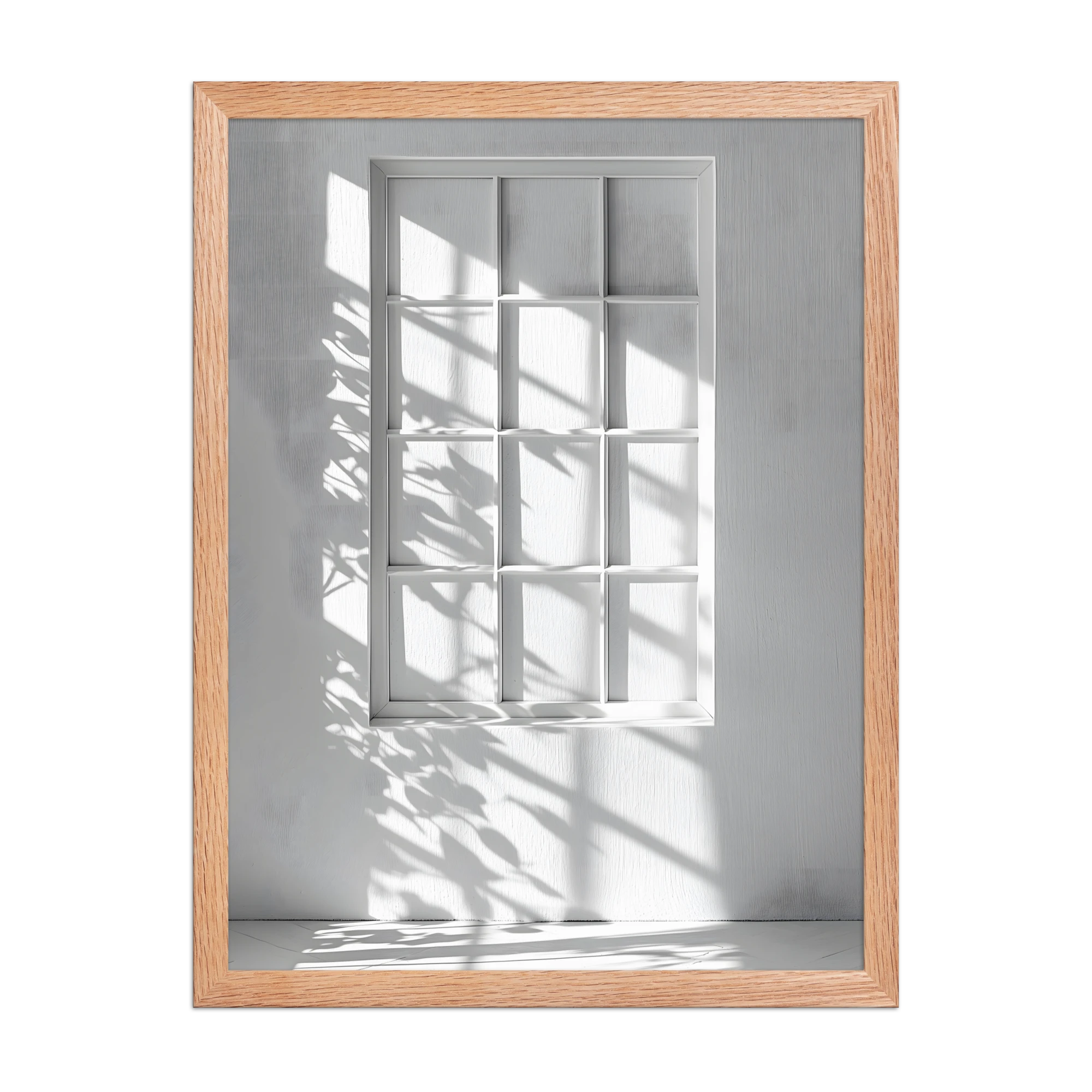 Shadow Play — Japandi komorebi framed print, minimalist Japanese wall art
