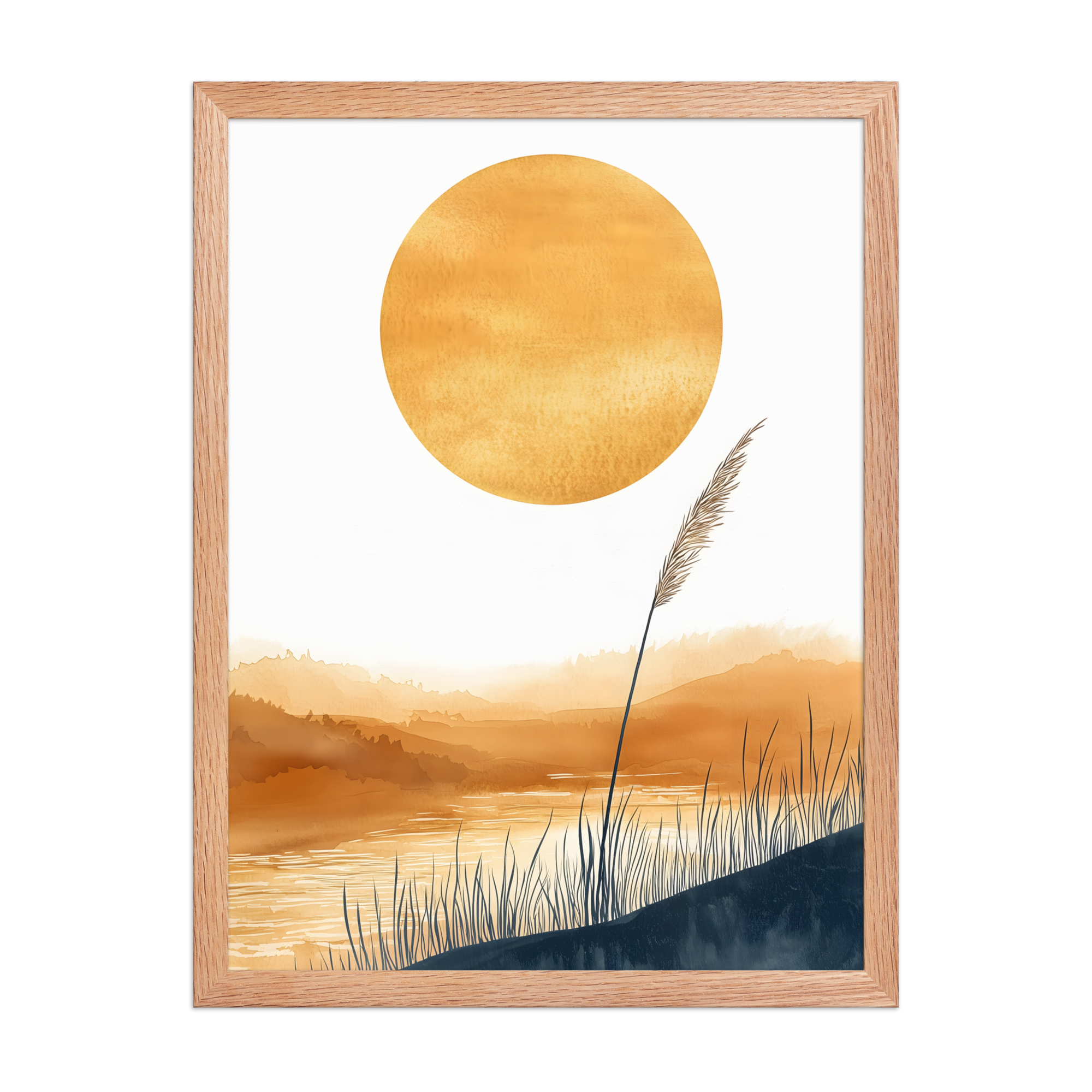 Golden Hour — Japandi komorebi framed print, minimalist Japanese wall art