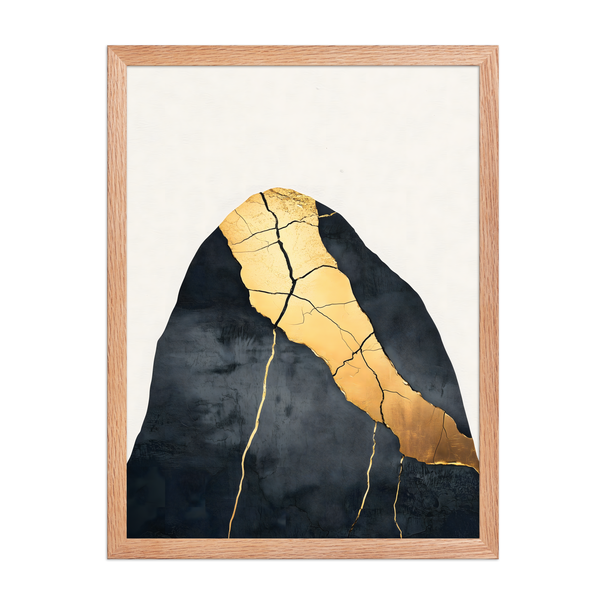 Kintsugi Lines — Japandi wabi-sabi framed print, minimalist Japanese wall art